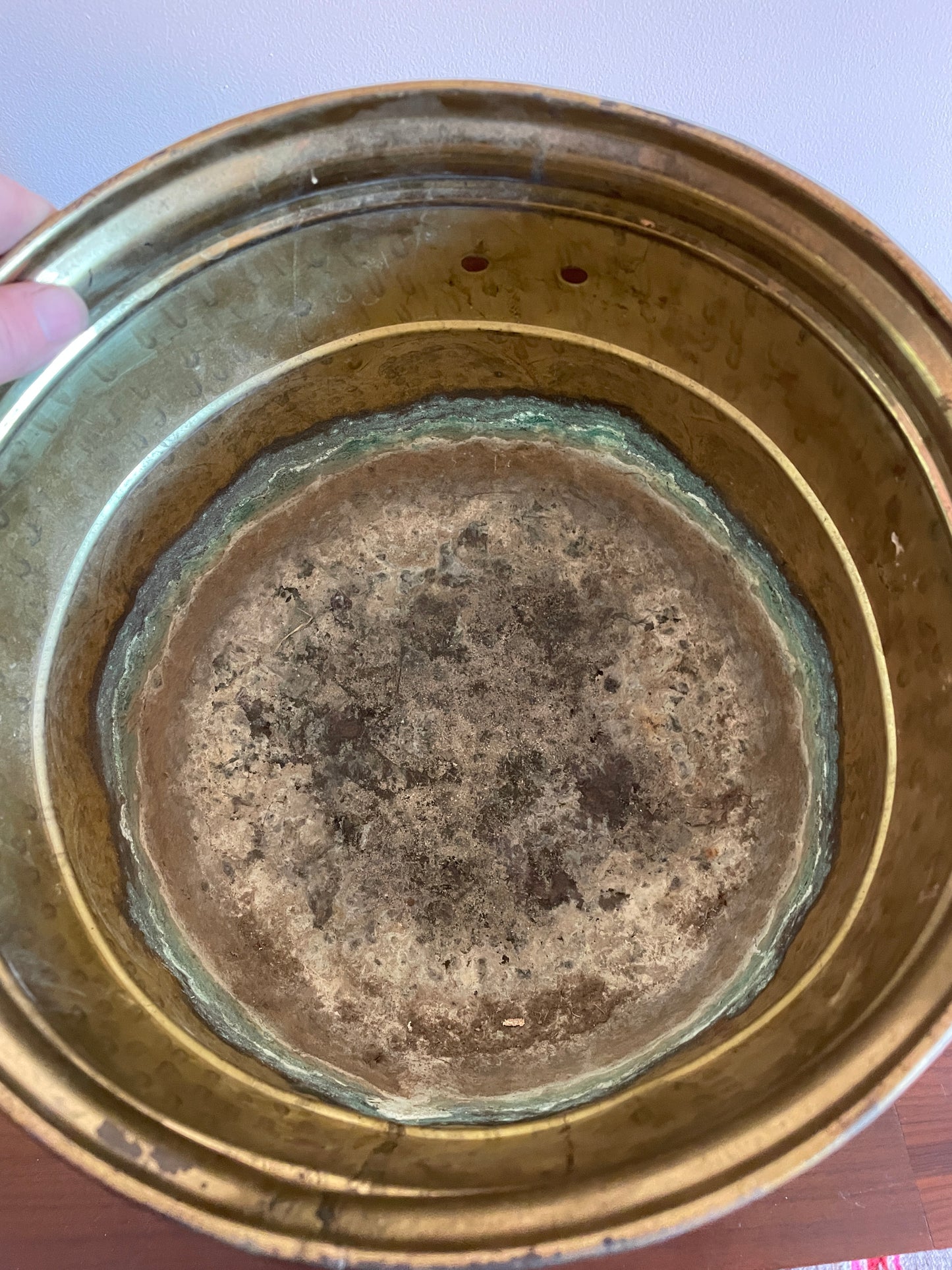 Brass Lion Head Ringed Jardiniere
