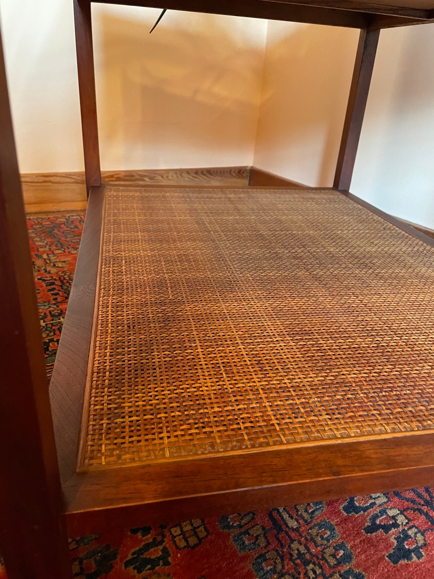 Walnut Side Table with Travertine Inlay
