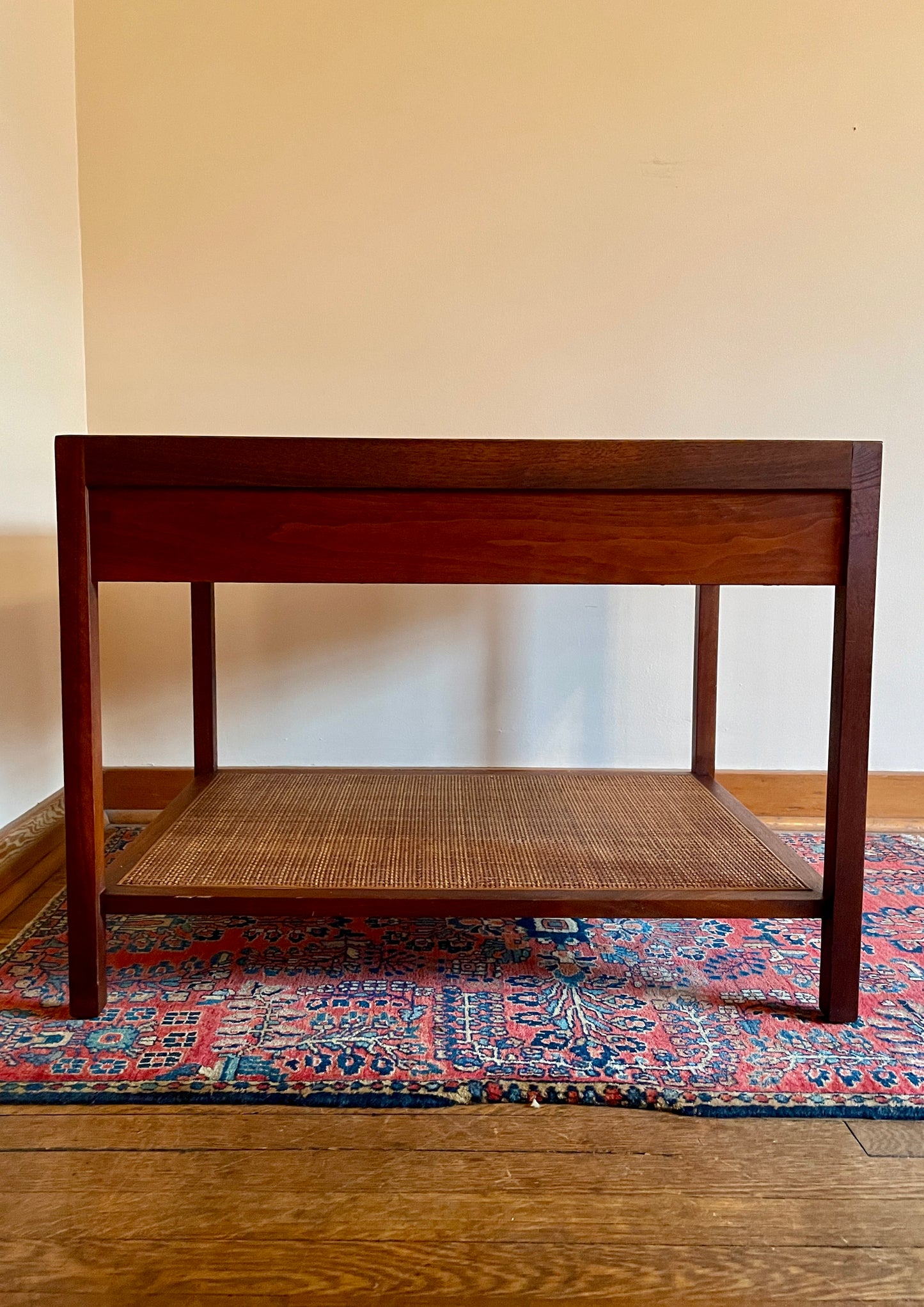 Walnut Side Table with Travertine Inlay