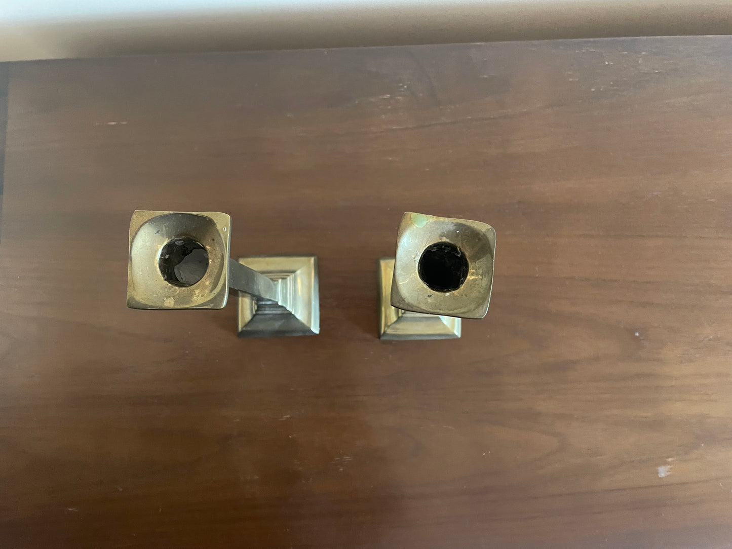 Pair of Brass Candlesticks with Spiral Candles