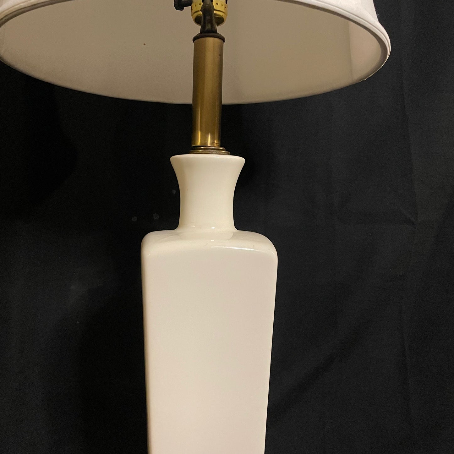 White Porcelain Lamp with Brass Detail