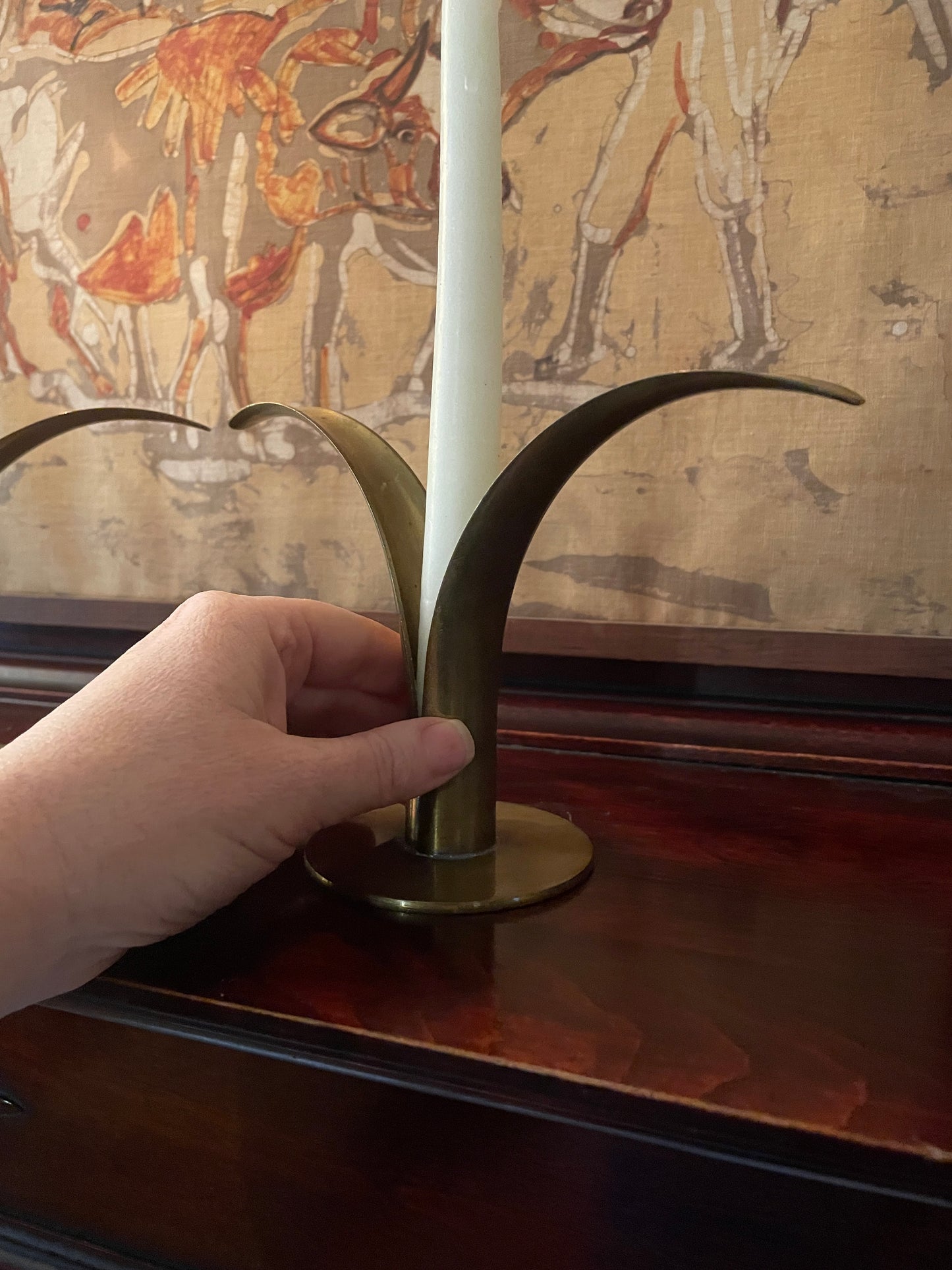 Pair of Split Brass Candlesticks