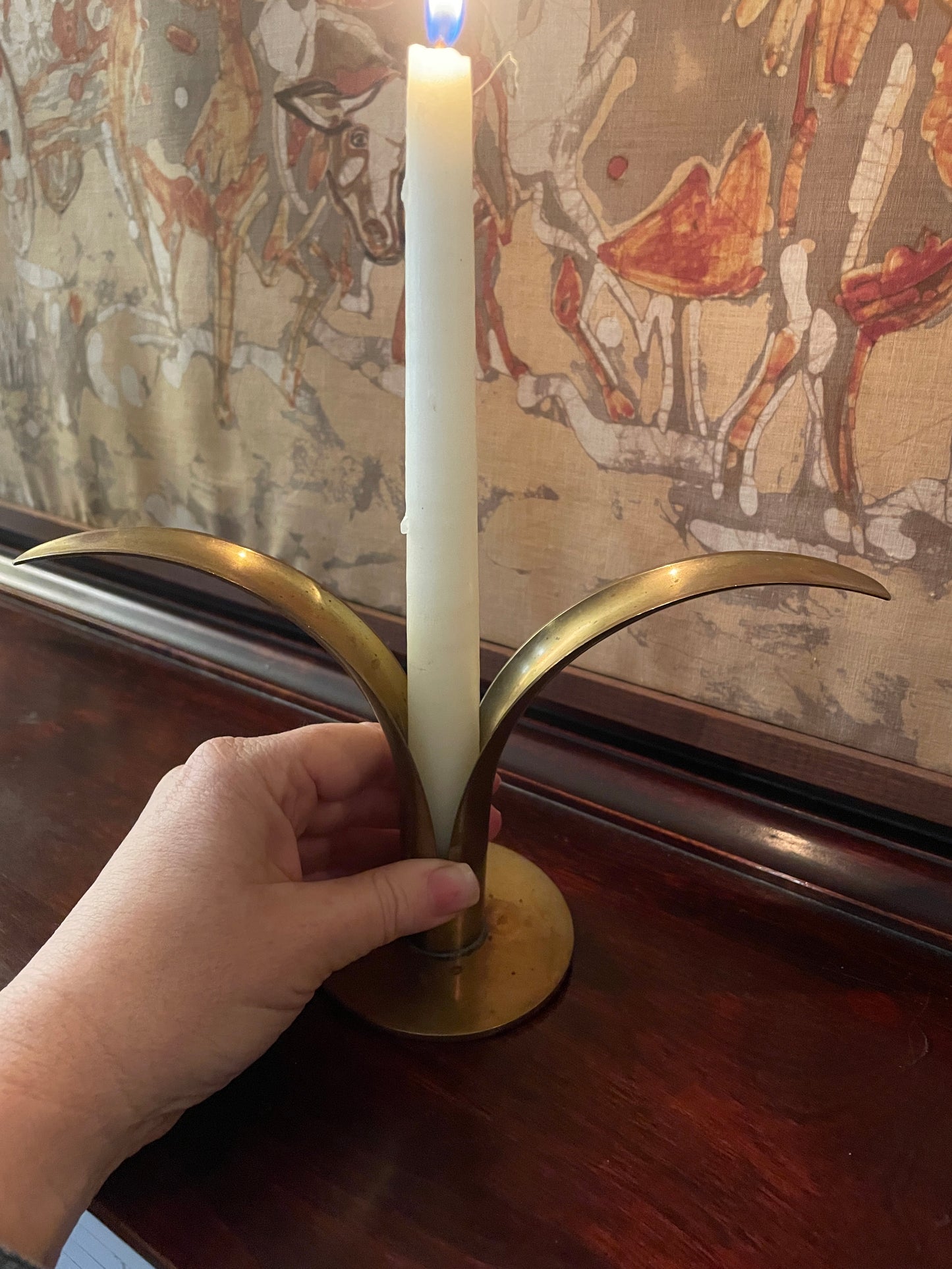 Pair of Split Brass Candlesticks
