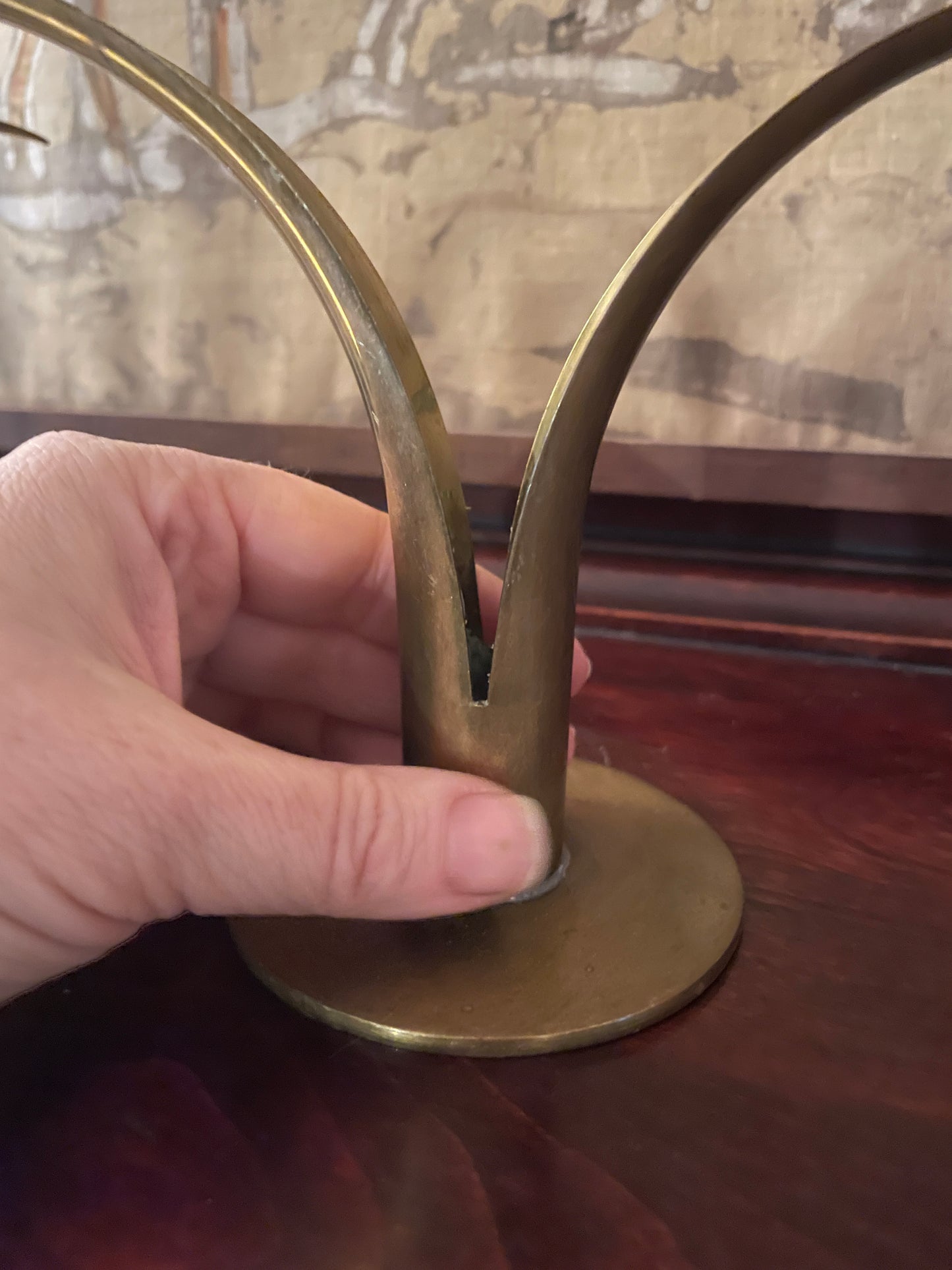 Pair of Split Brass Candlesticks