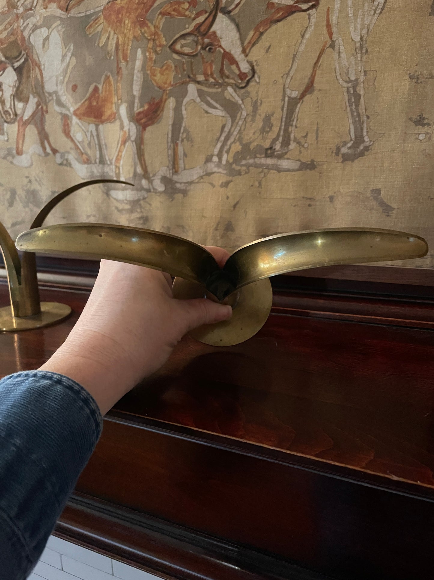 Pair of Split Brass Candlesticks