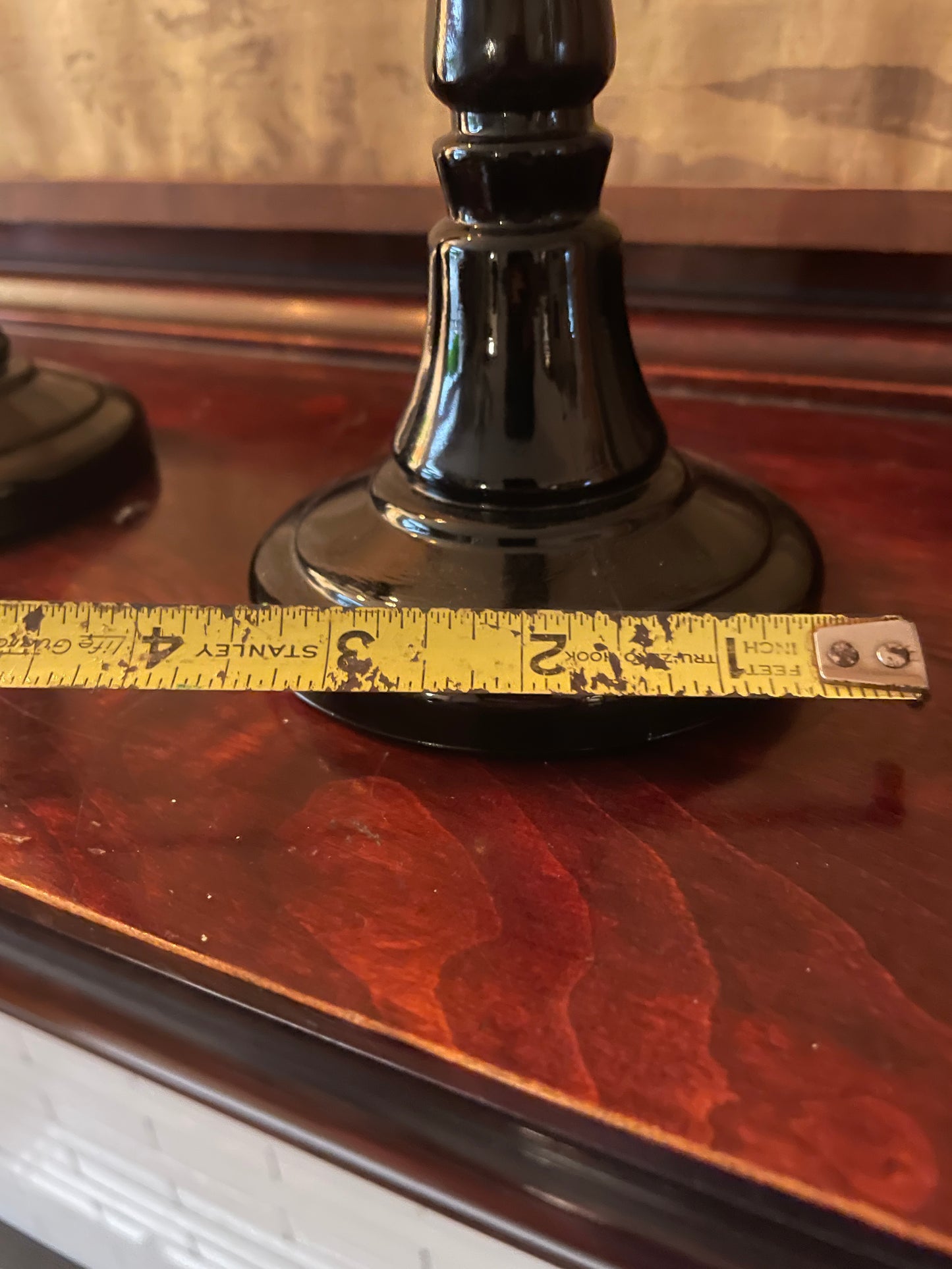 Pair of Black Glass Candlesticks
