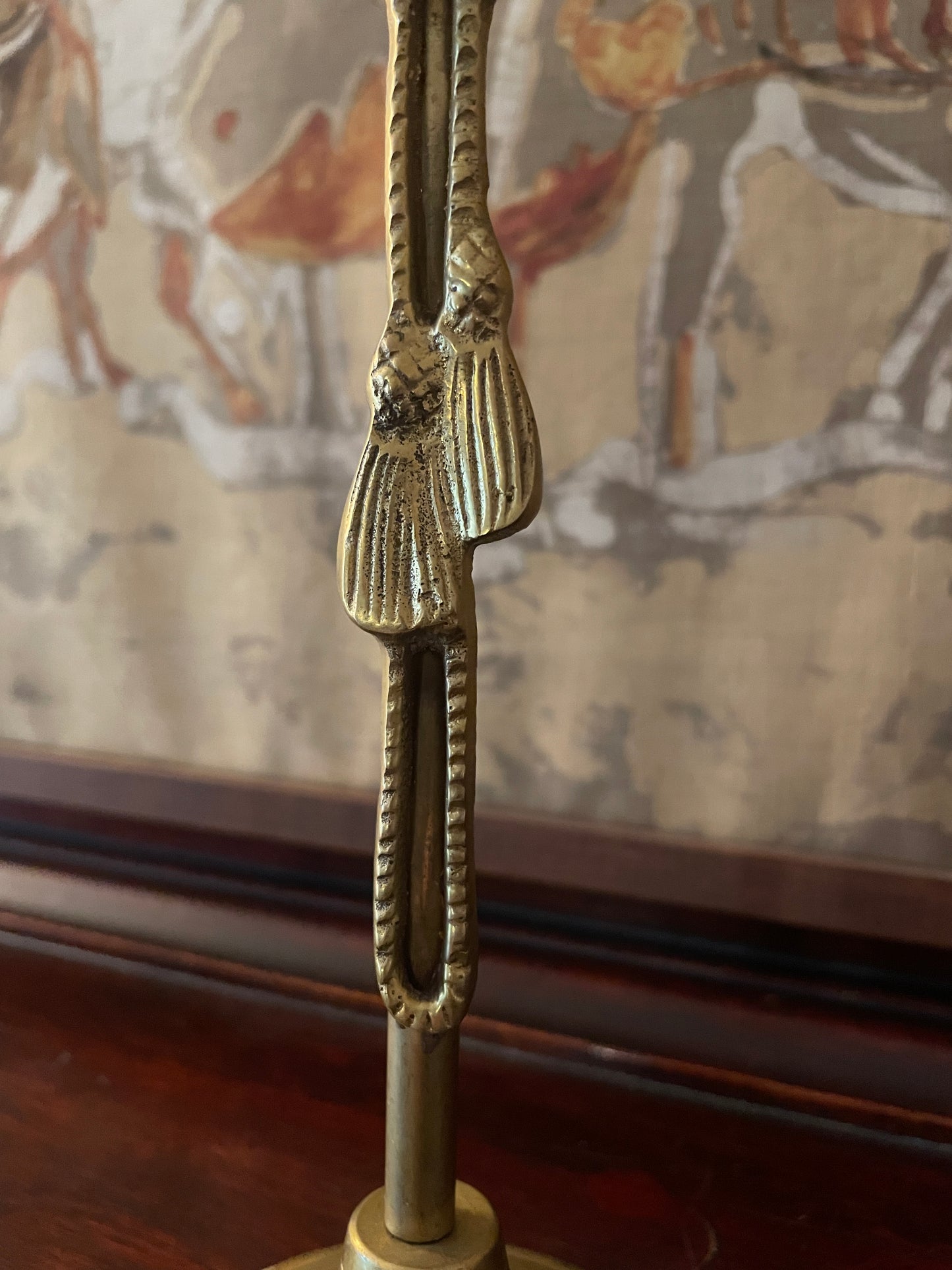 Pair of Tasseled Brass Candlesticks