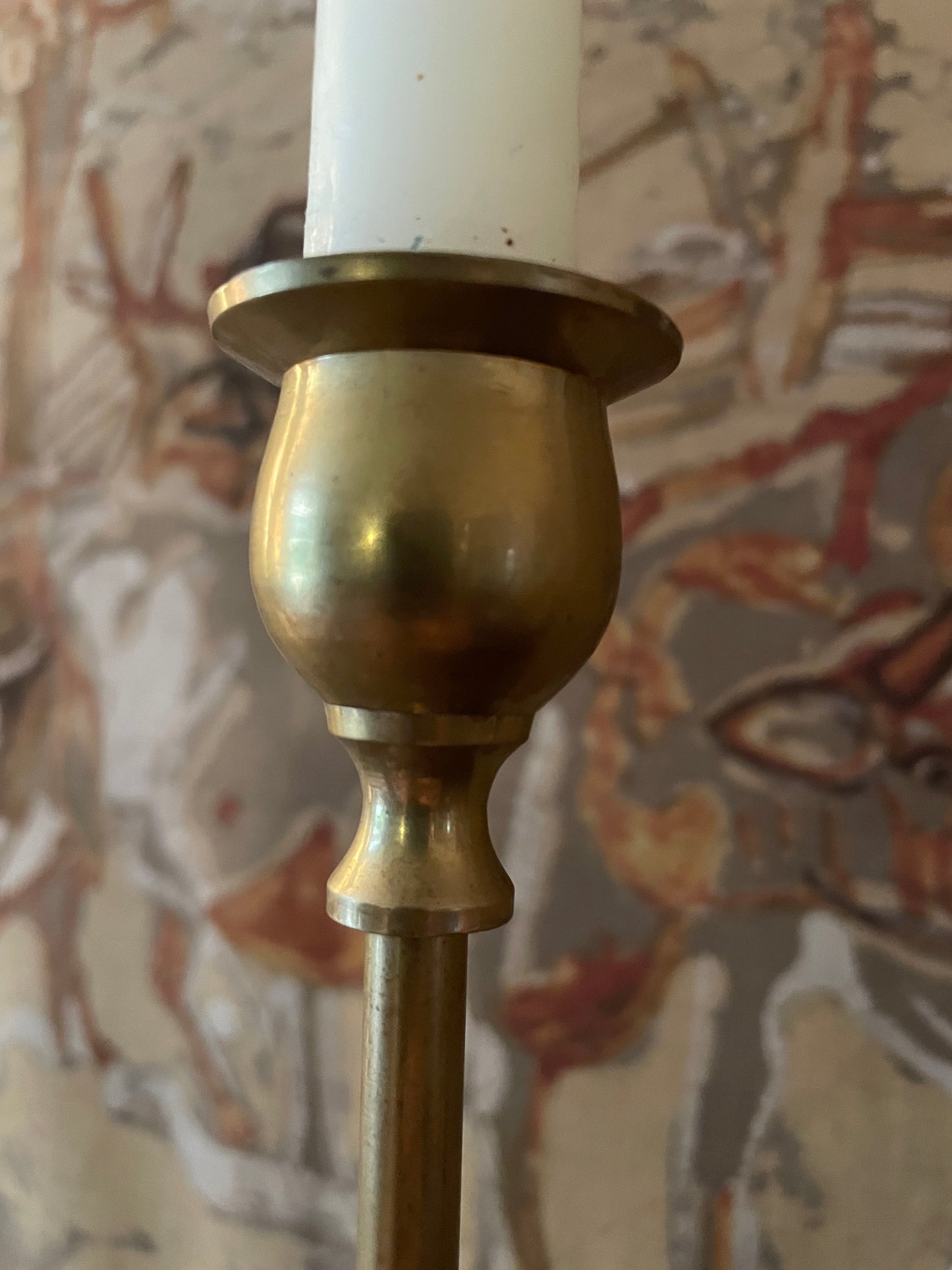 Pair of Tasseled Brass Candlesticks