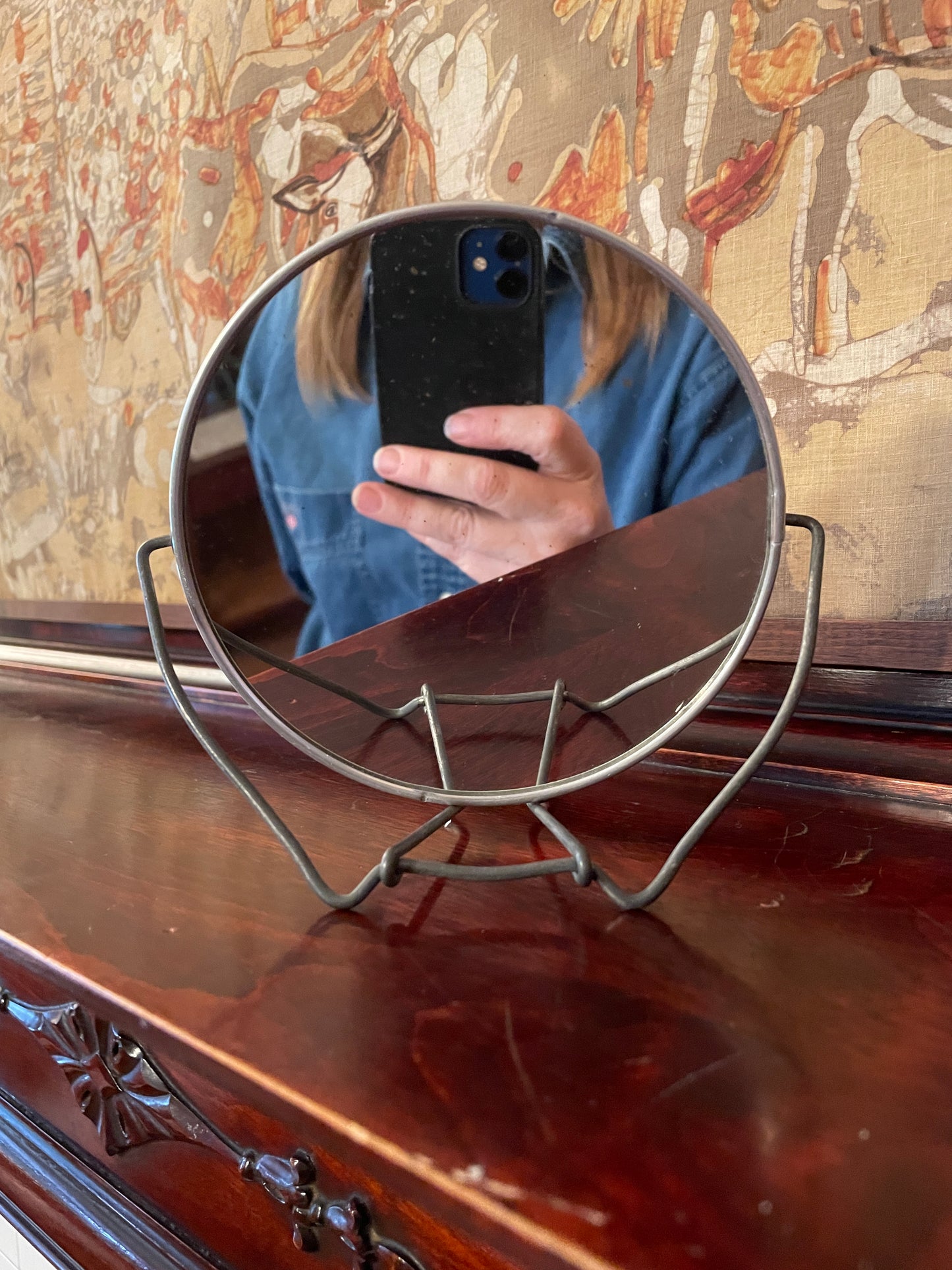 Small Double-Sided, Collapsible Mirror with Stand