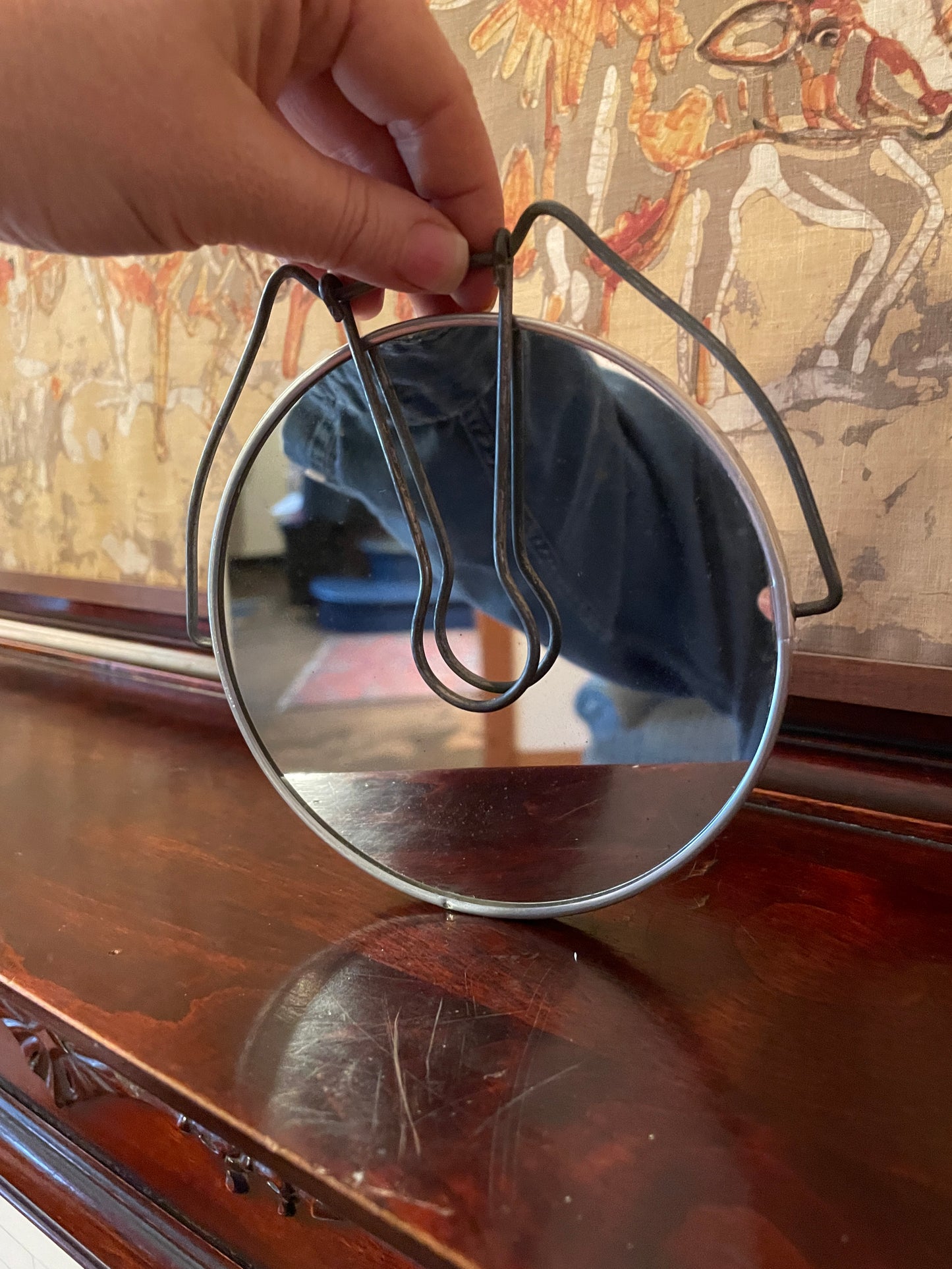 Small Double-Sided, Collapsible Mirror with Stand