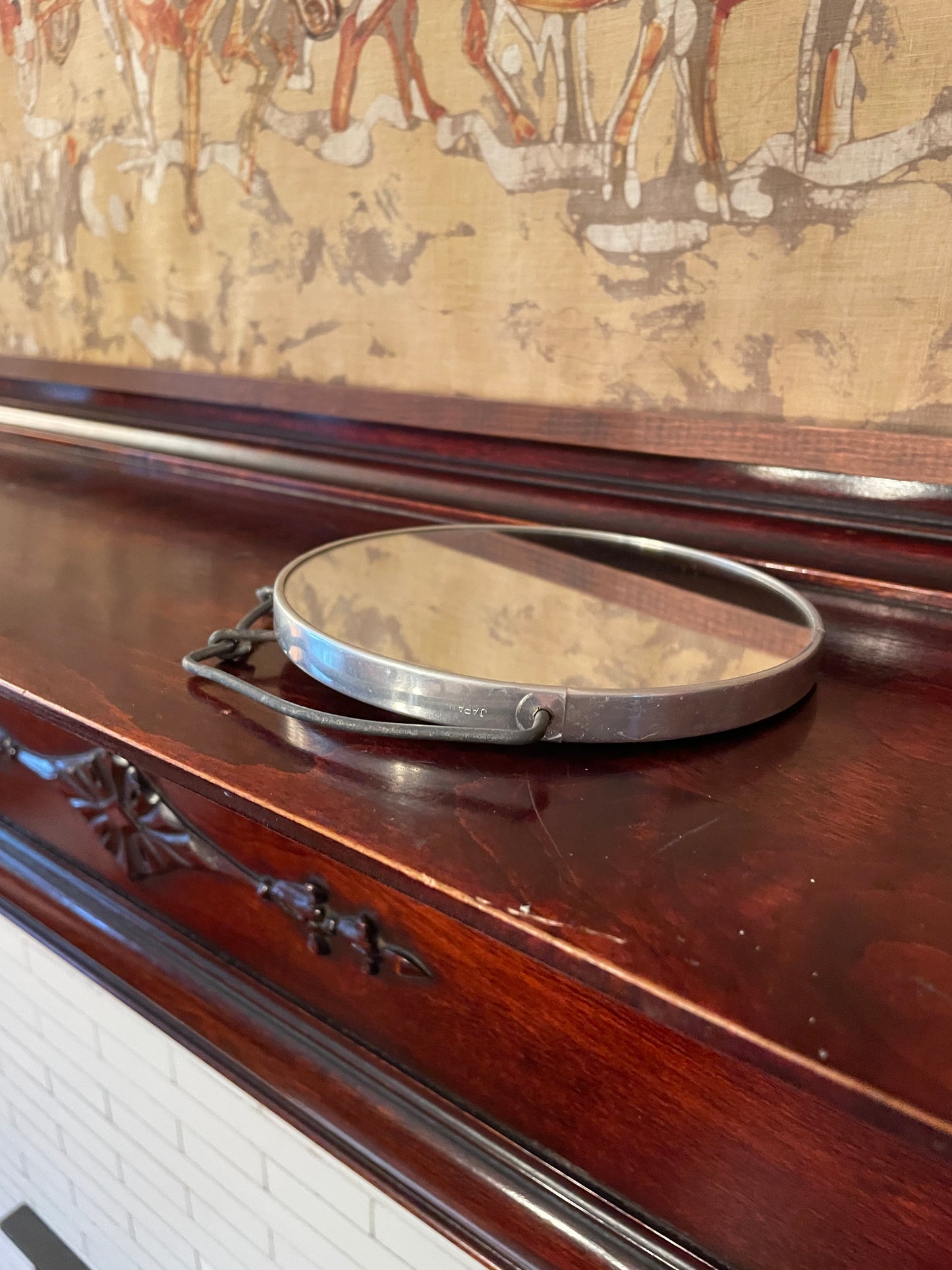 Small Double-Sided, Collapsible Mirror with Stand