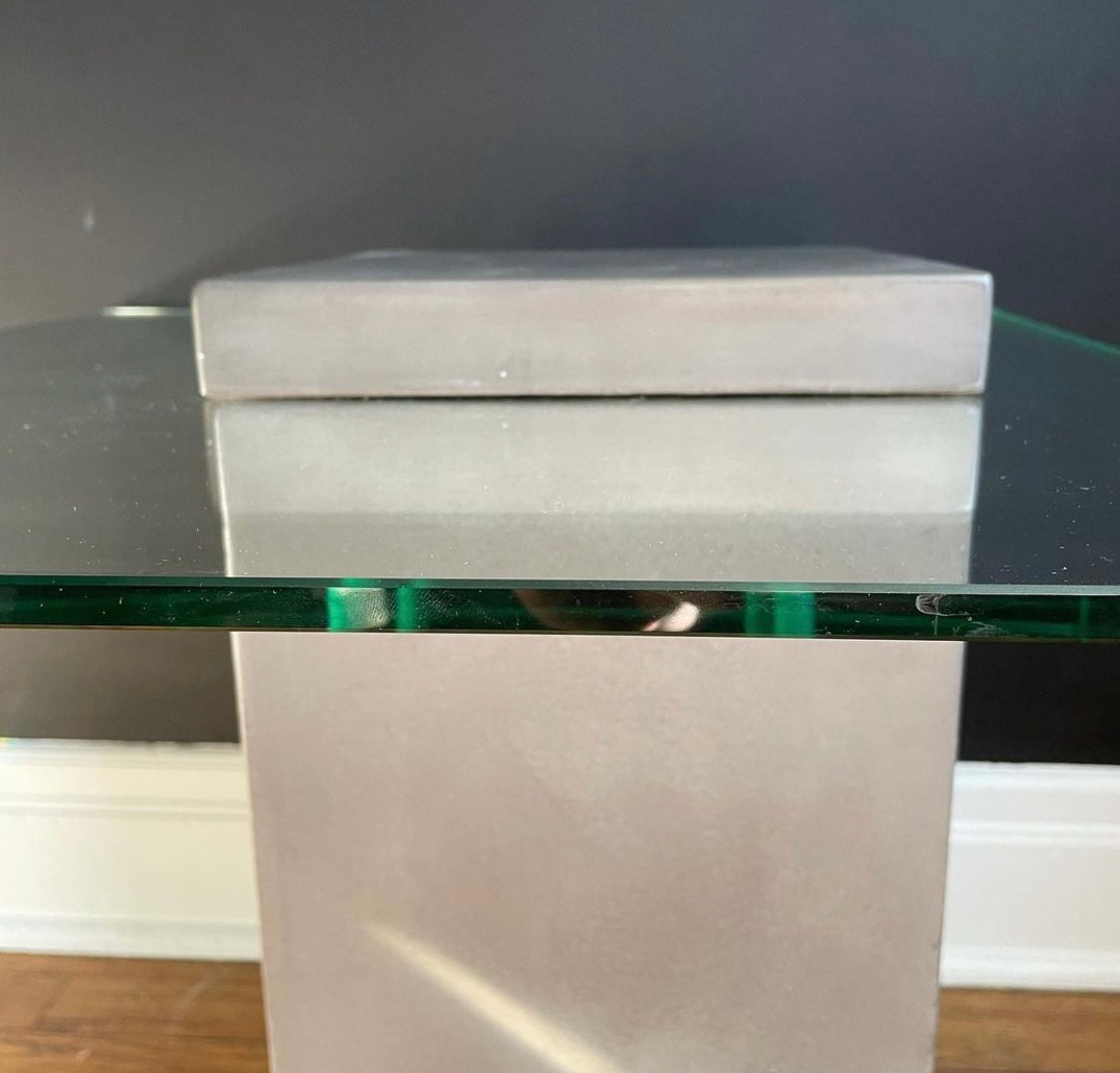 Grange Minimalist Concrete & Tempered Glass Side Table
