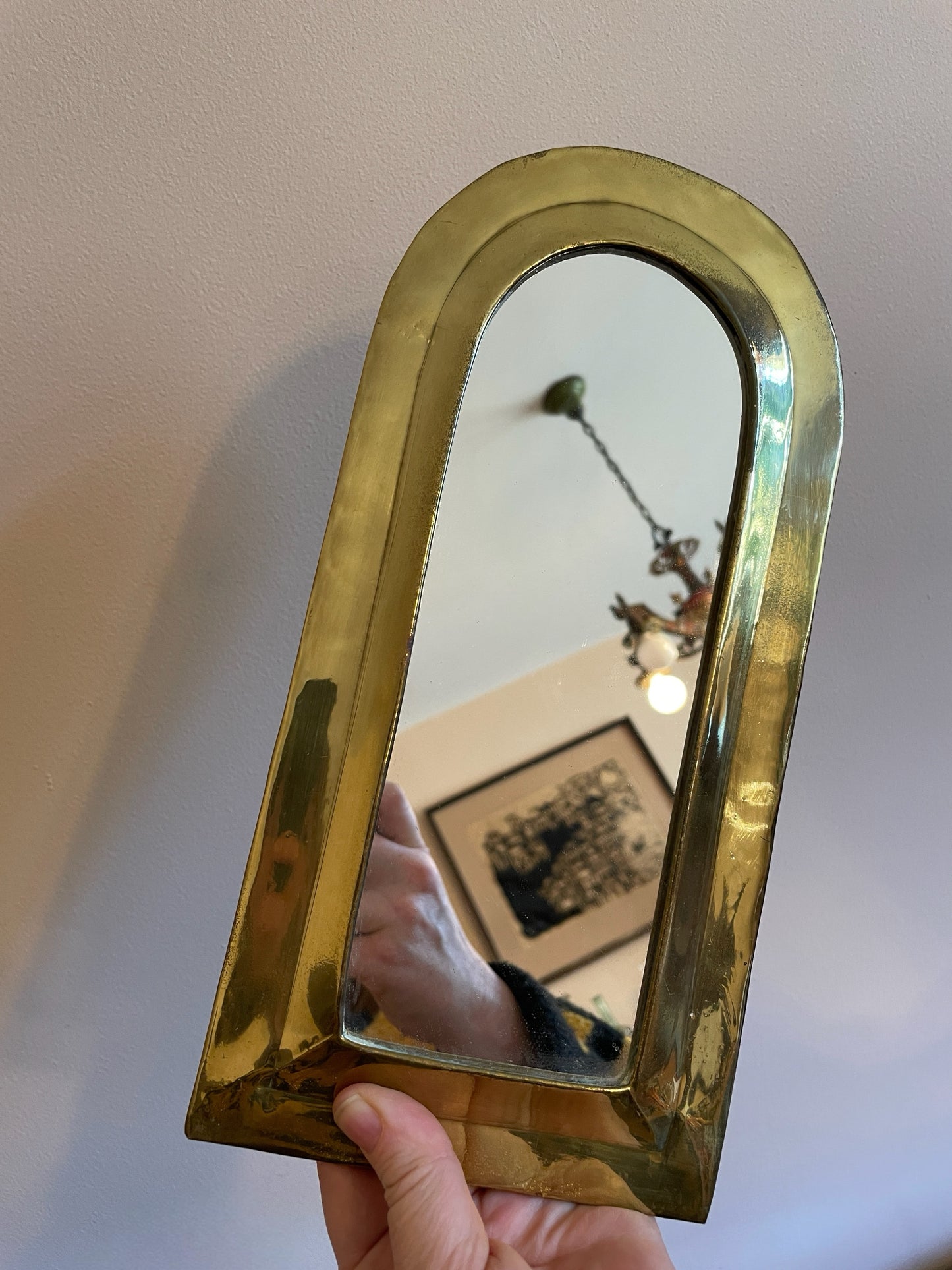 Pair of Arched Brass Mirrors