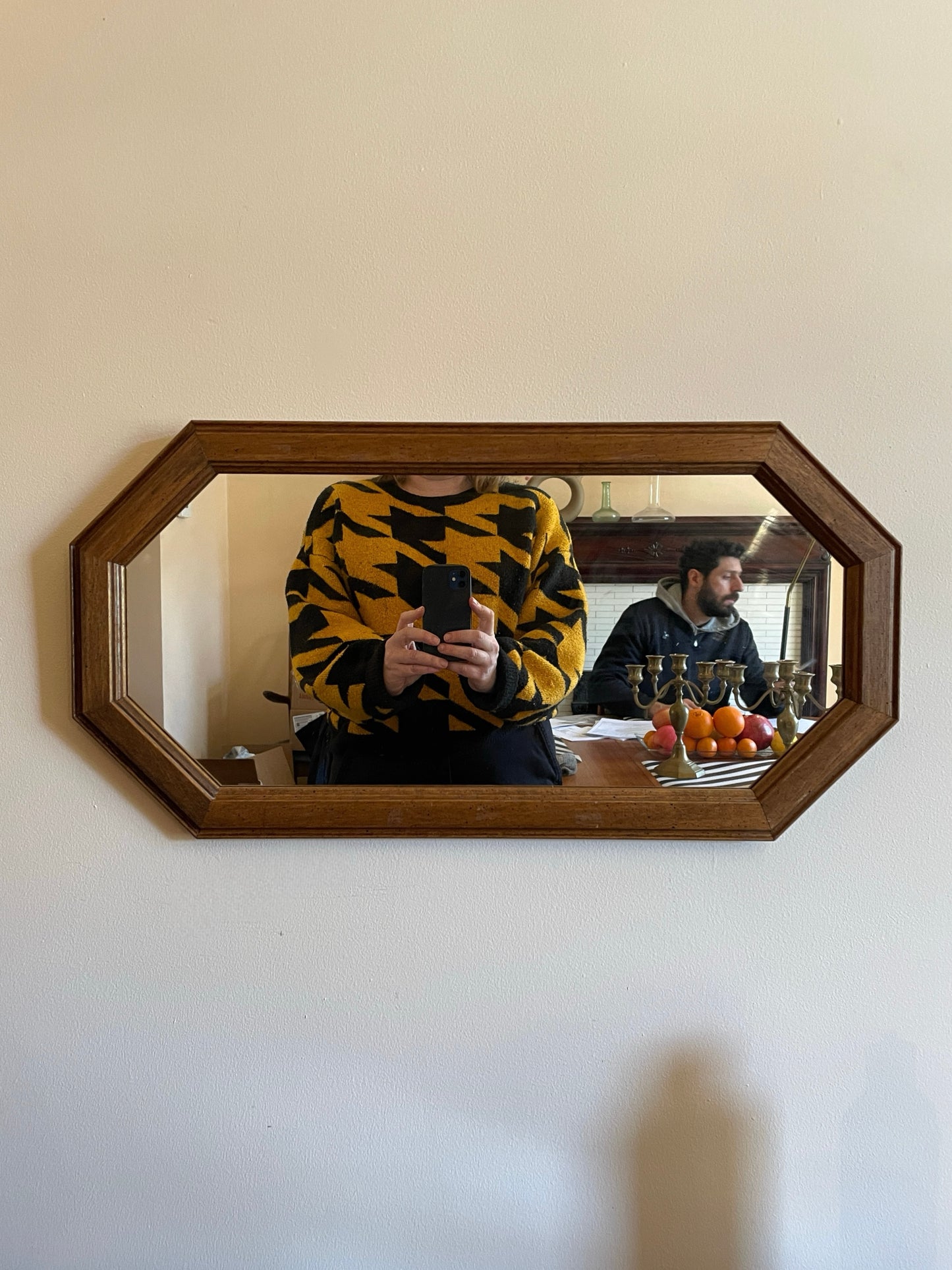 Wood Framed Octagonal Mirror