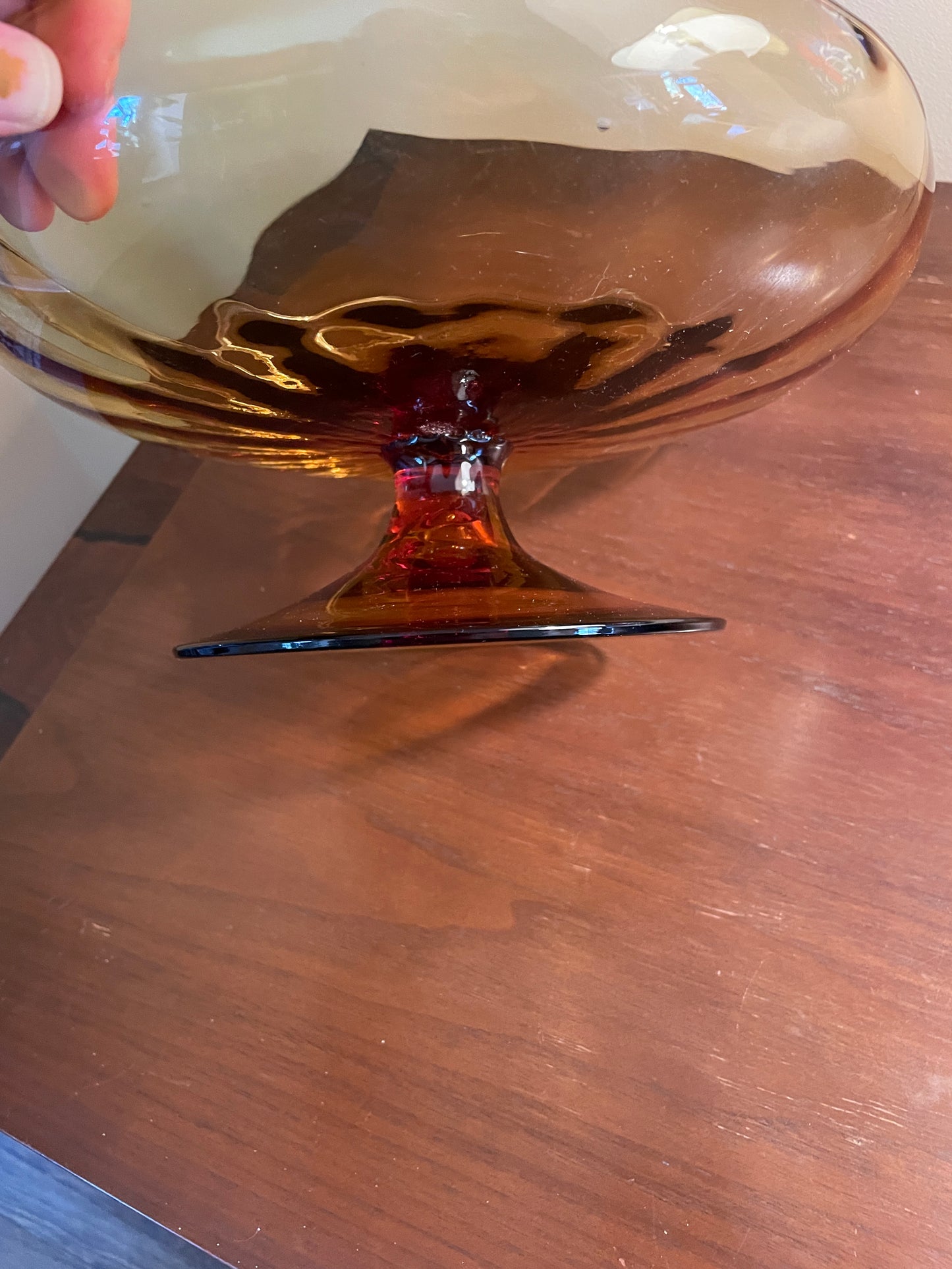 Amber Glass Compote Bowl