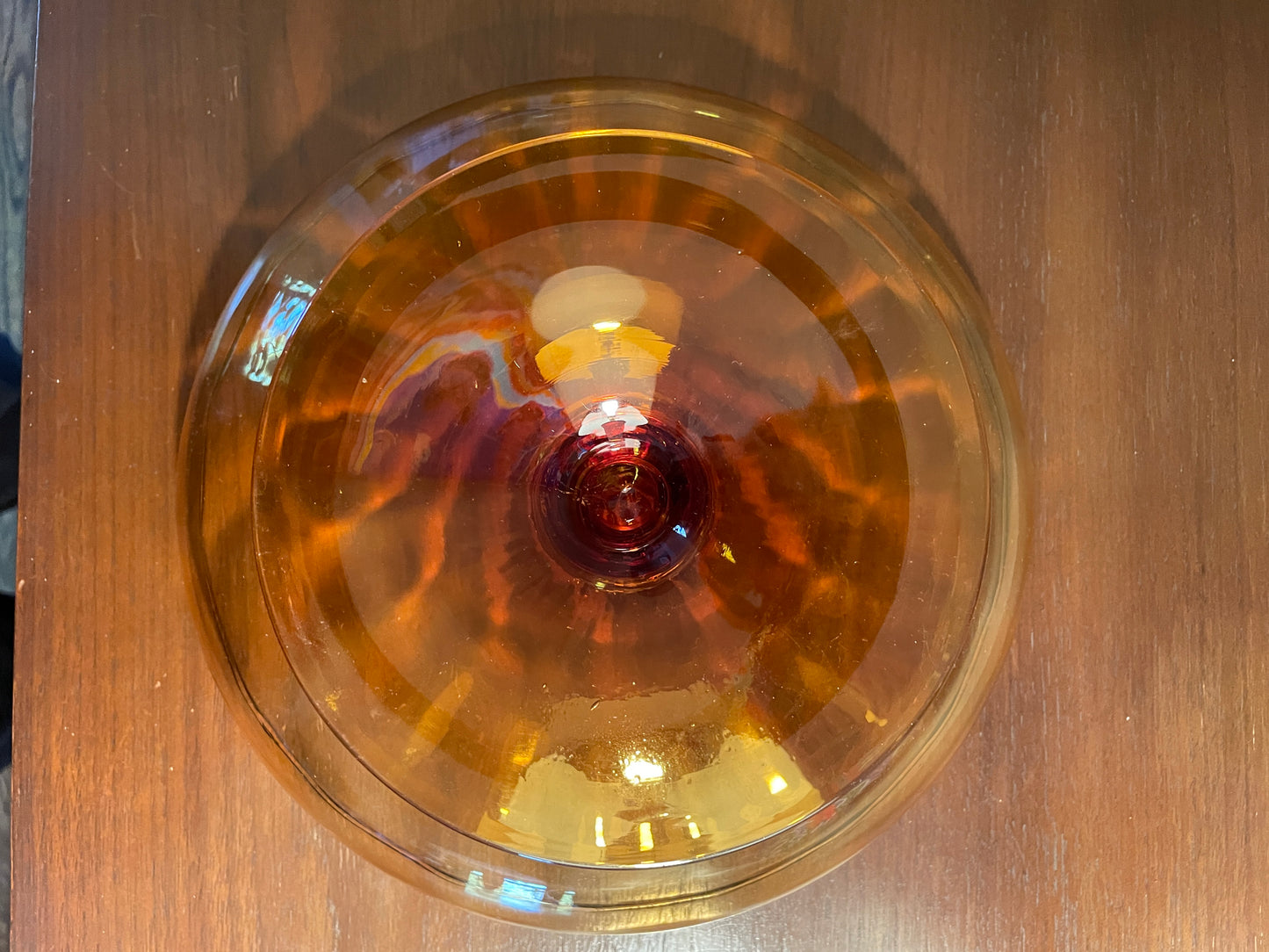 Amber Glass Compote Bowl