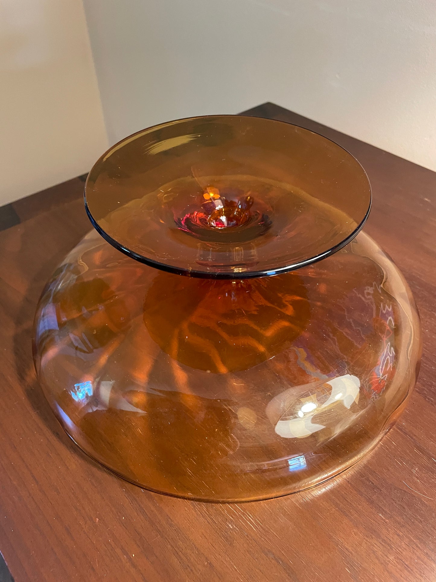 Amber Glass Compote Bowl
