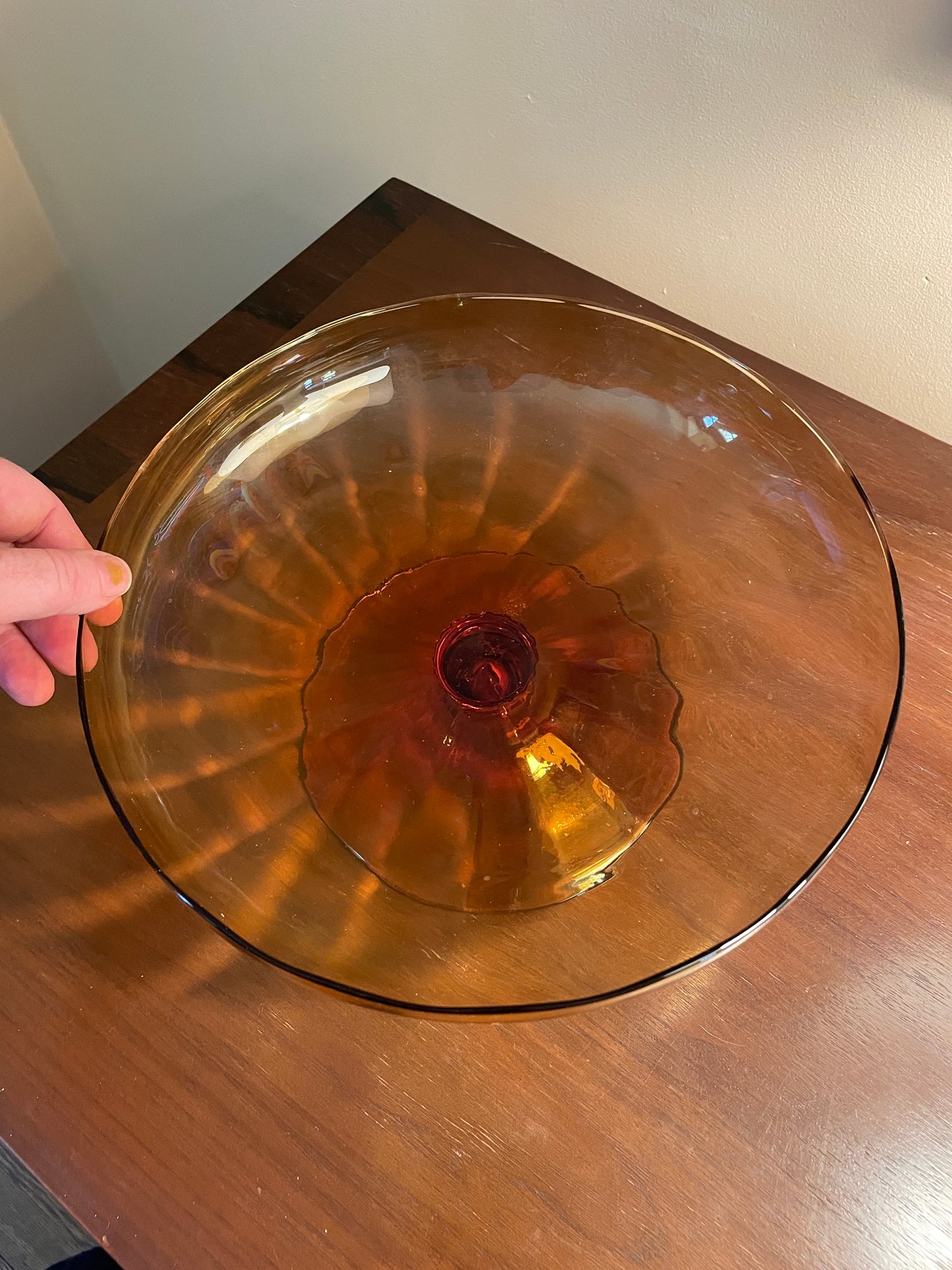 Amber Glass Compote Bowl