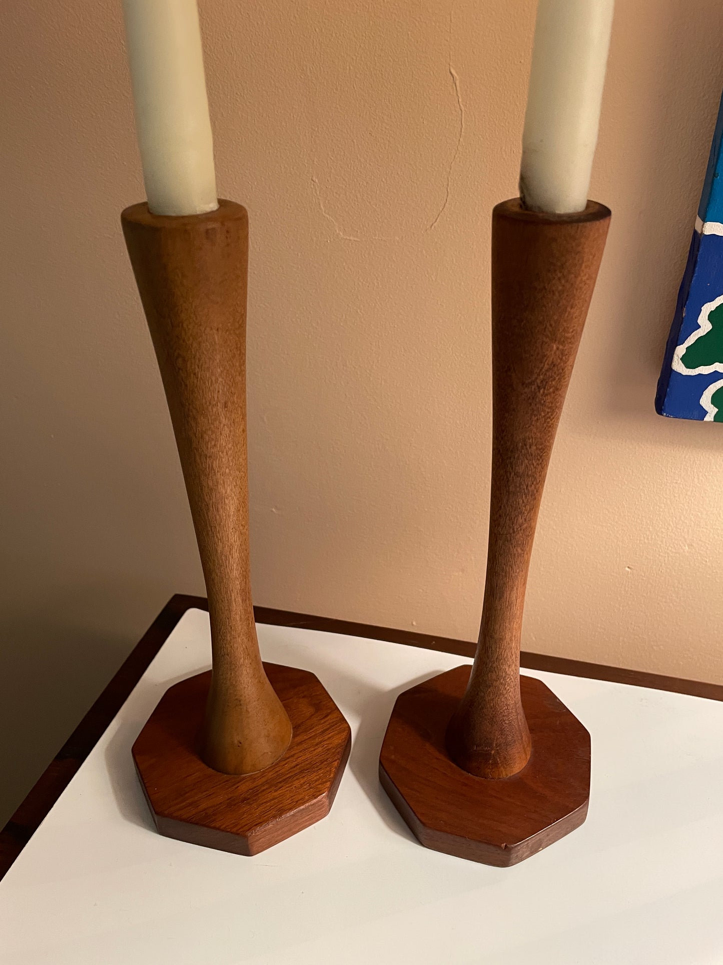 Wooden Candleholders with Octagon Base