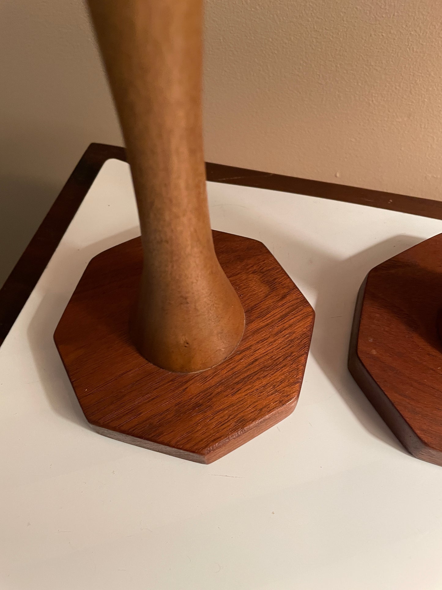 Wooden Candleholders with Octagon Base