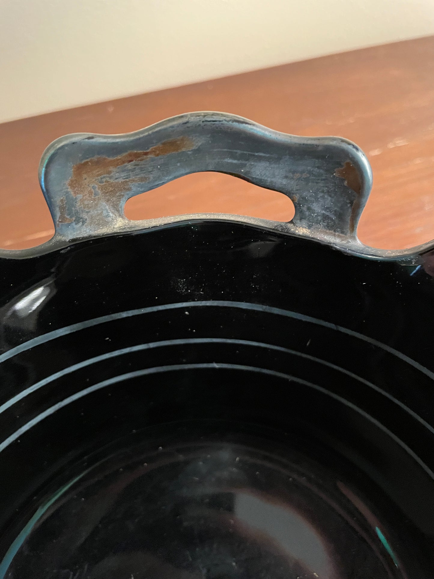 1930's Black Amethyst Bowl with Handles