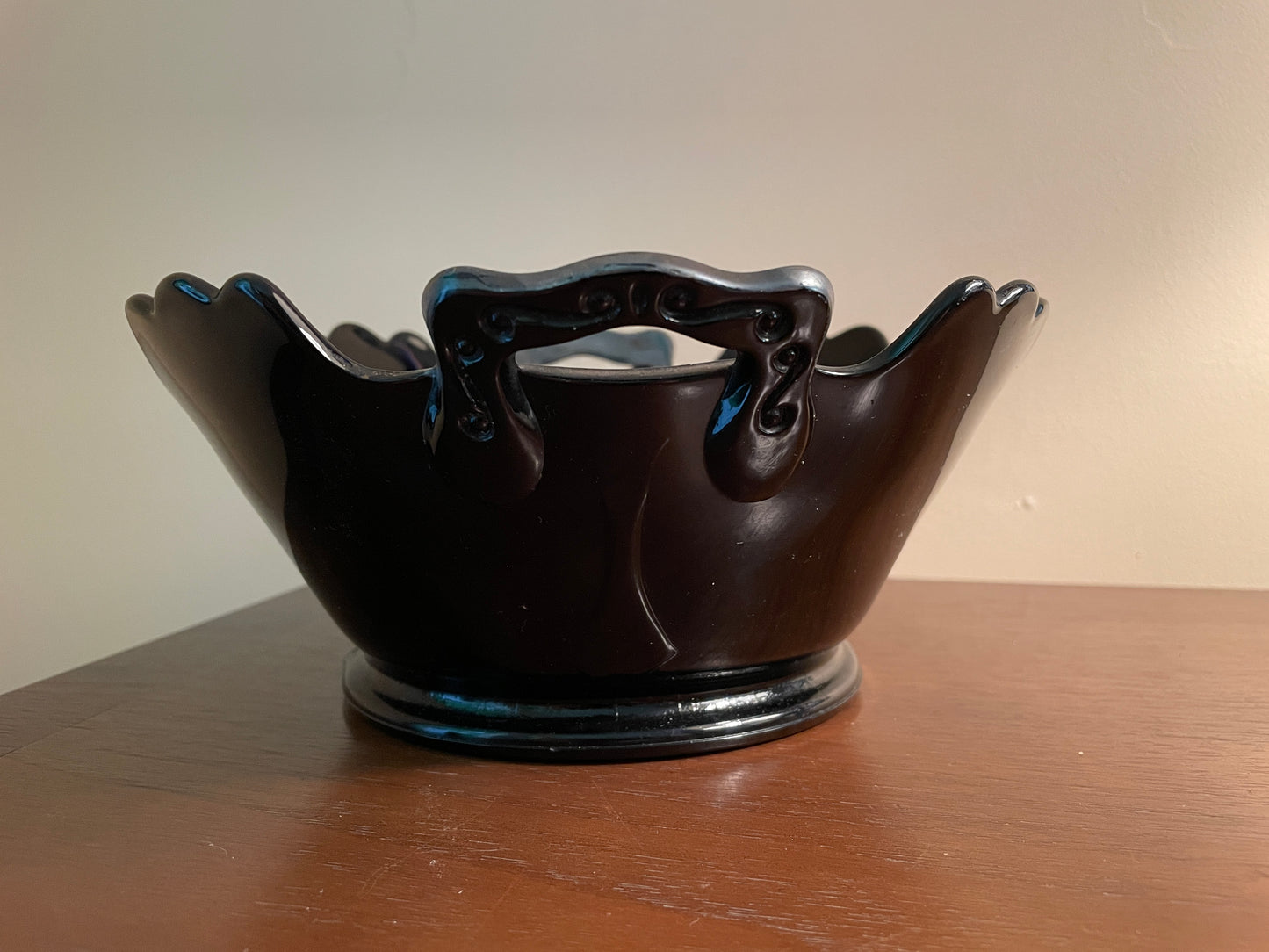 1930's Black Amethyst Bowl with Handles