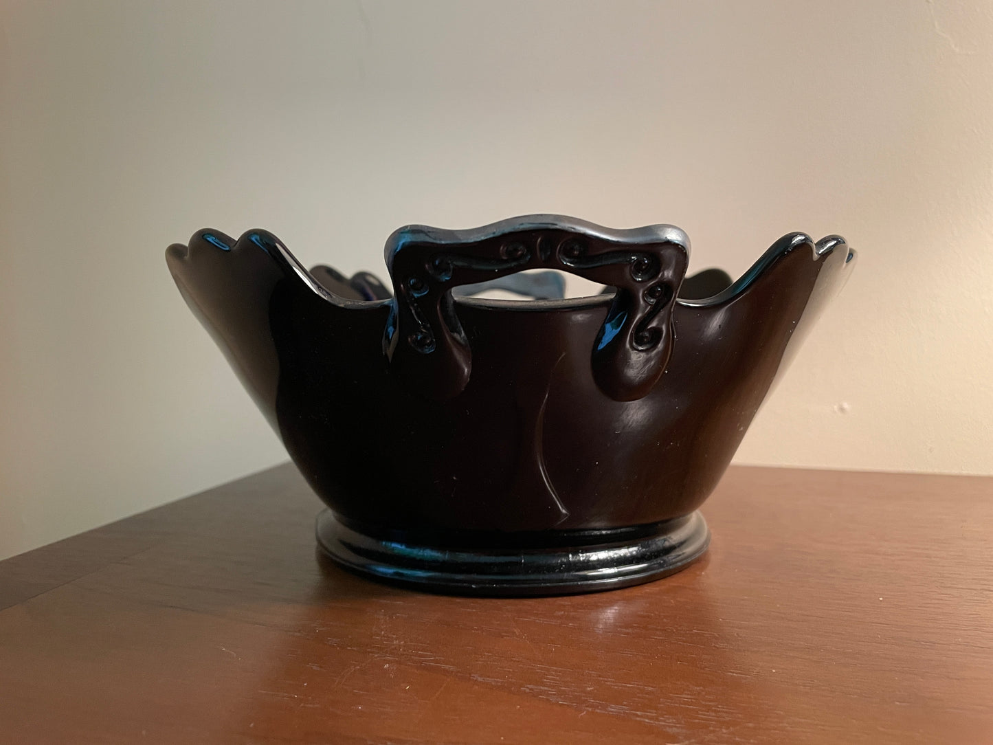 1930's Black Amethyst Bowl with Handles