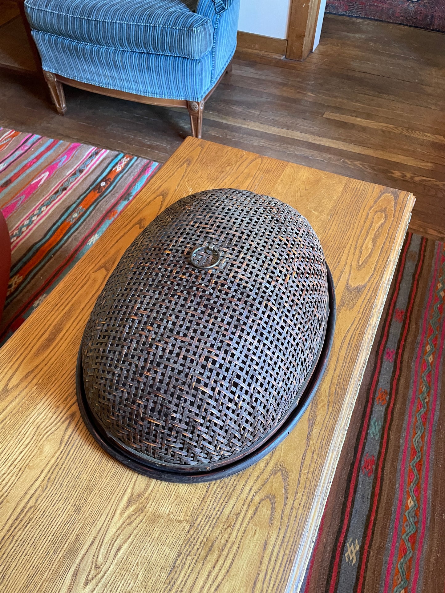Chinese Tray with Woven Bamboo Cover