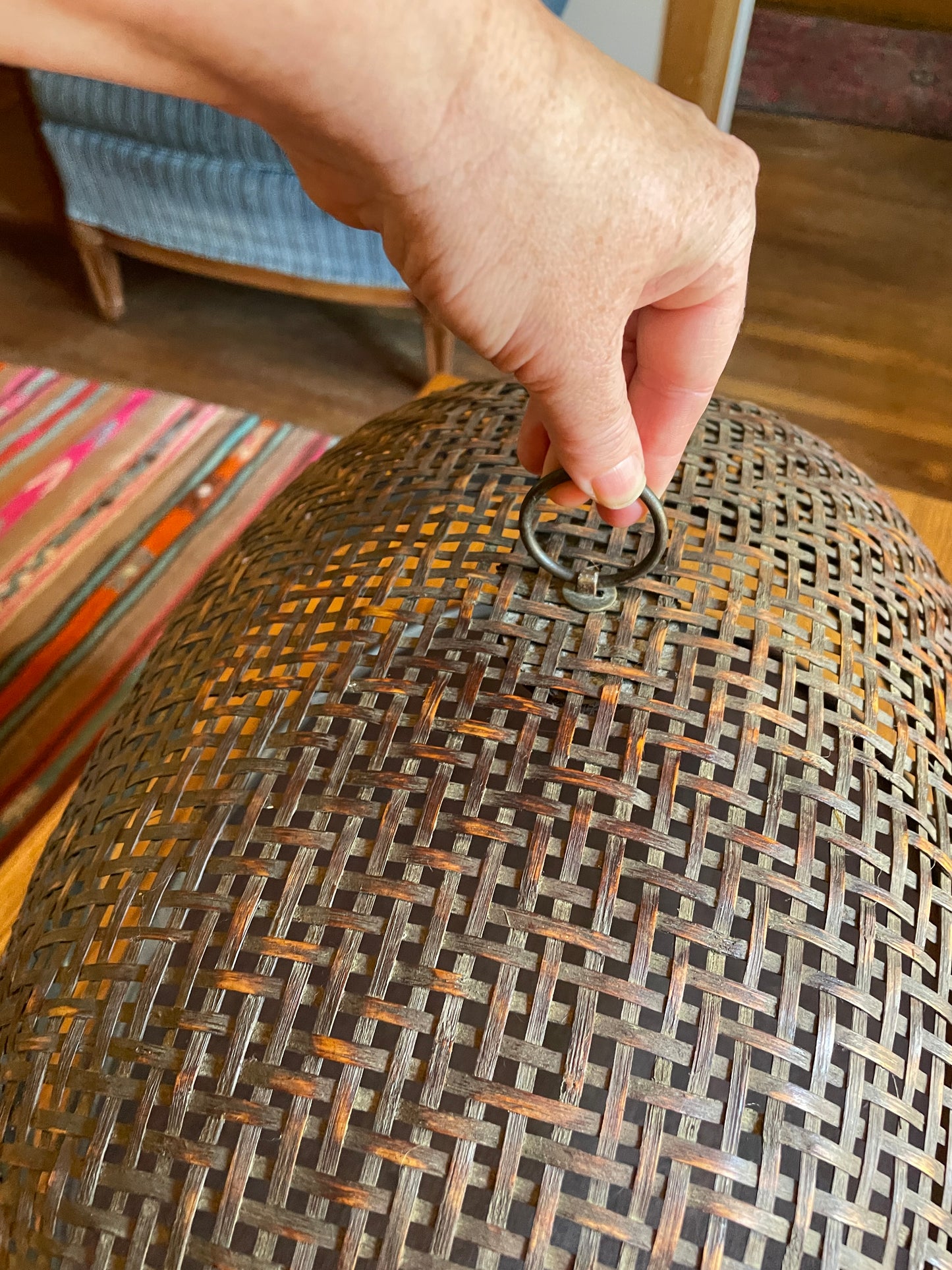 Chinese Tray with Woven Bamboo Cover