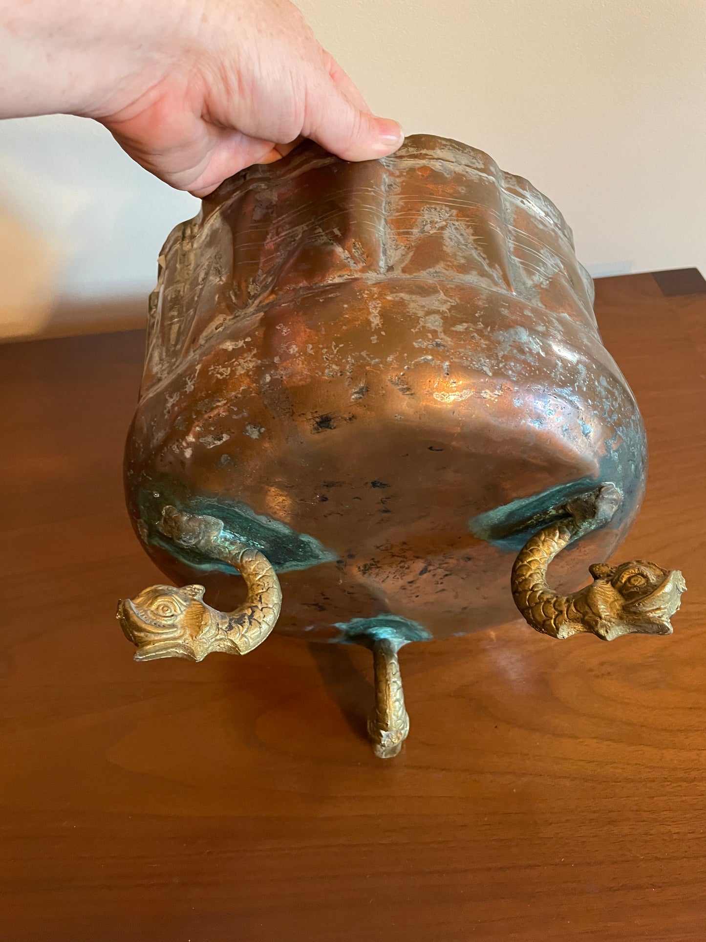 Decorative Copper Planter with Creature Feet