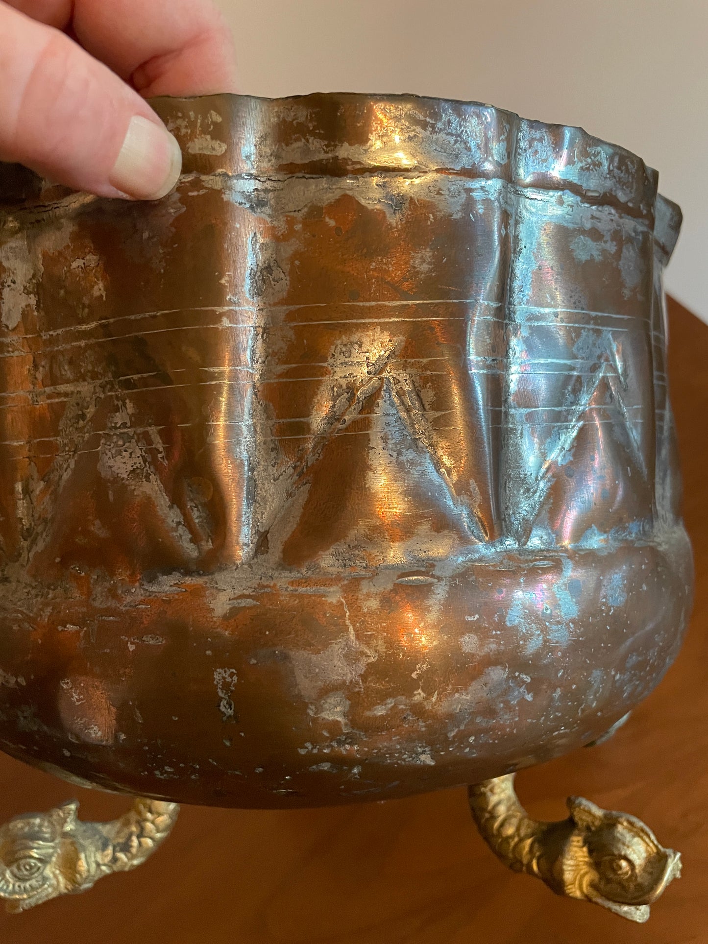 Decorative Copper Planter with Creature Feet