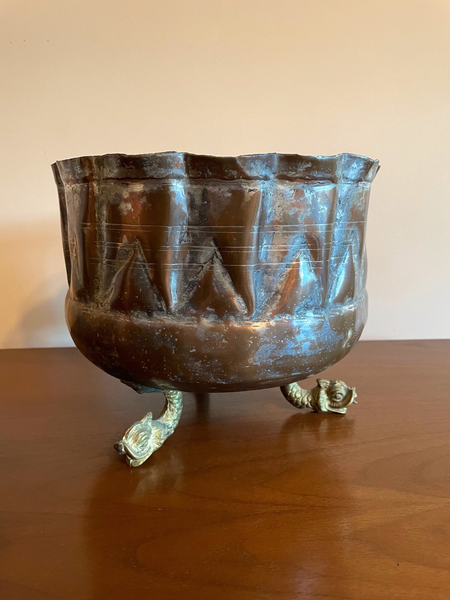 Decorative Copper Planter with Creature Feet