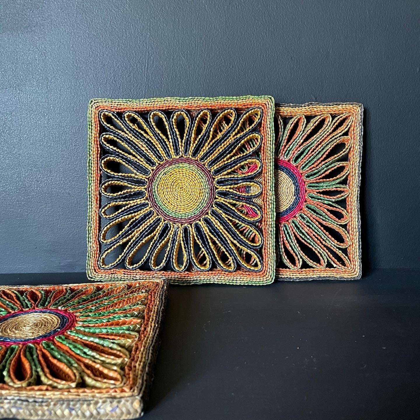 Set of Three Raffia Trivets