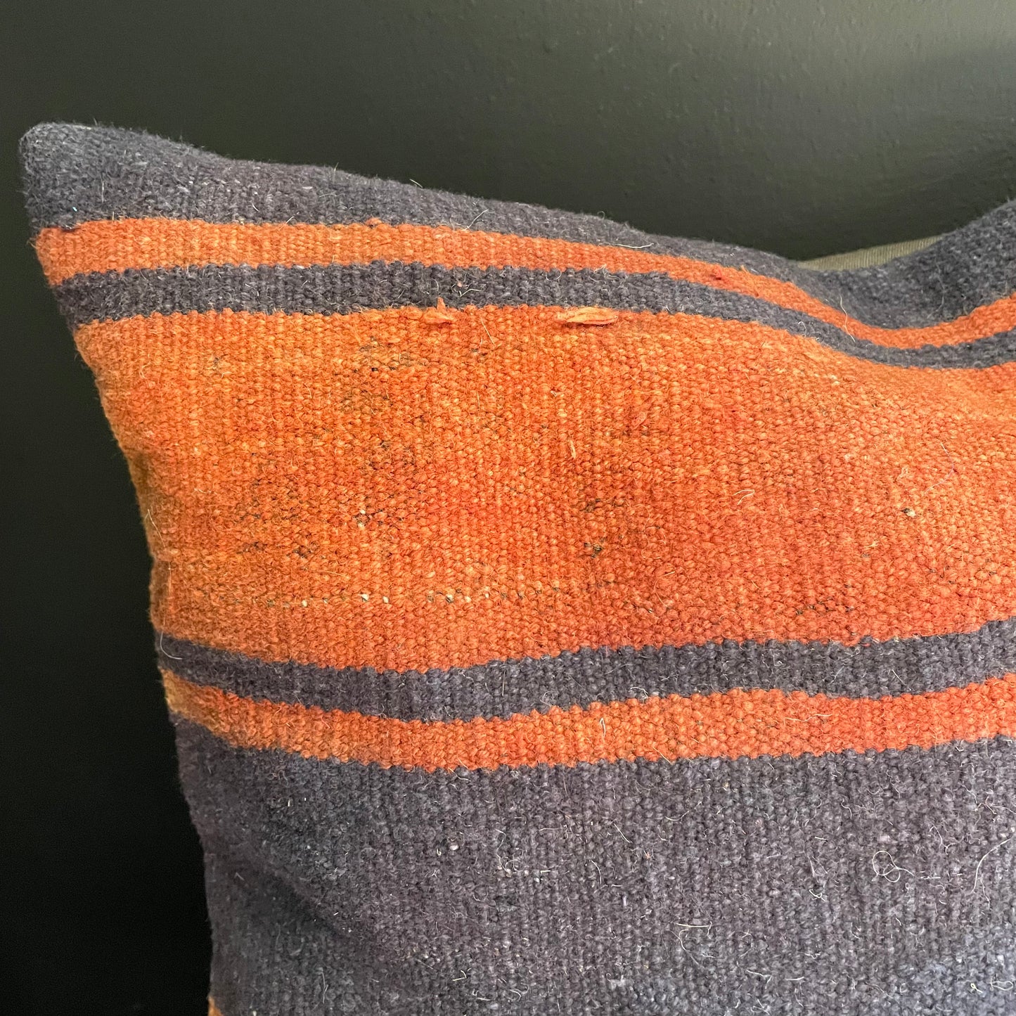 Navy & Burnt Orange Kilim Pillow