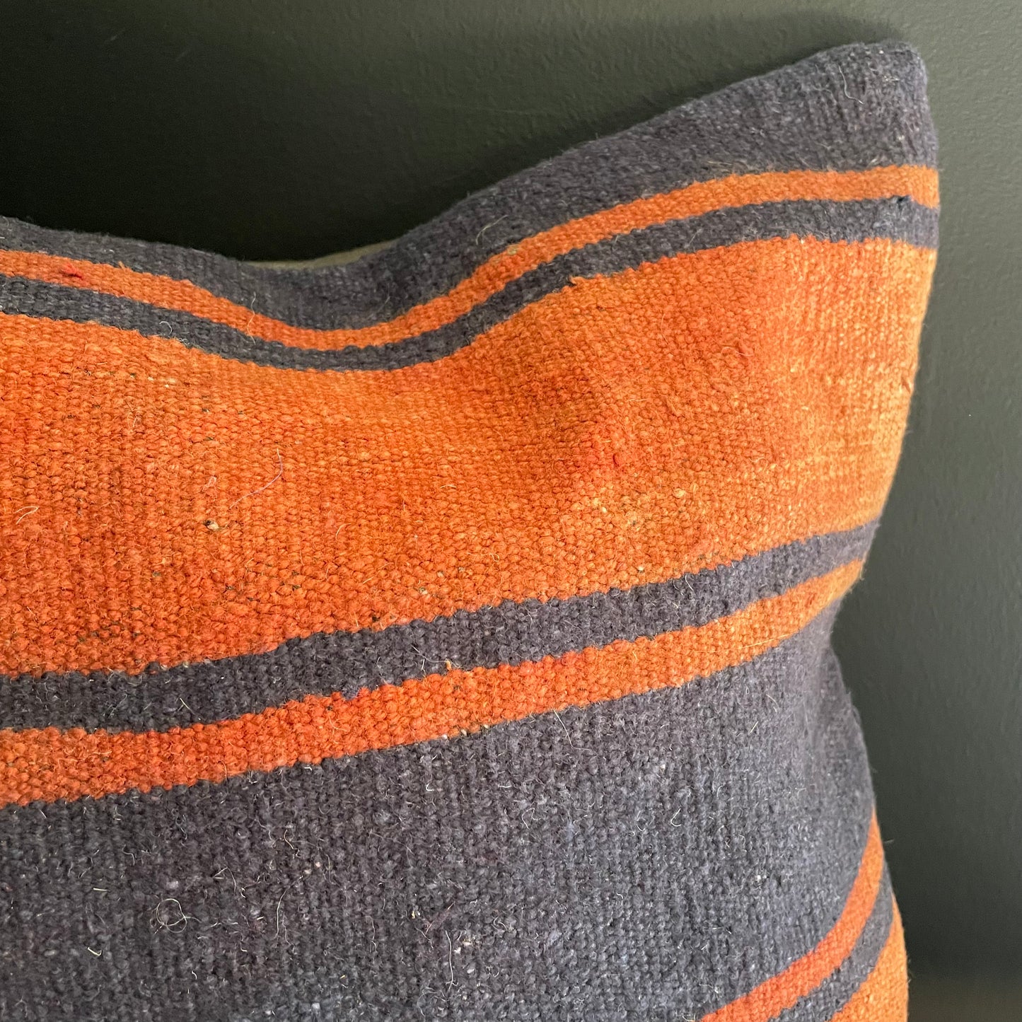 Navy & Burnt Orange Kilim Pillow