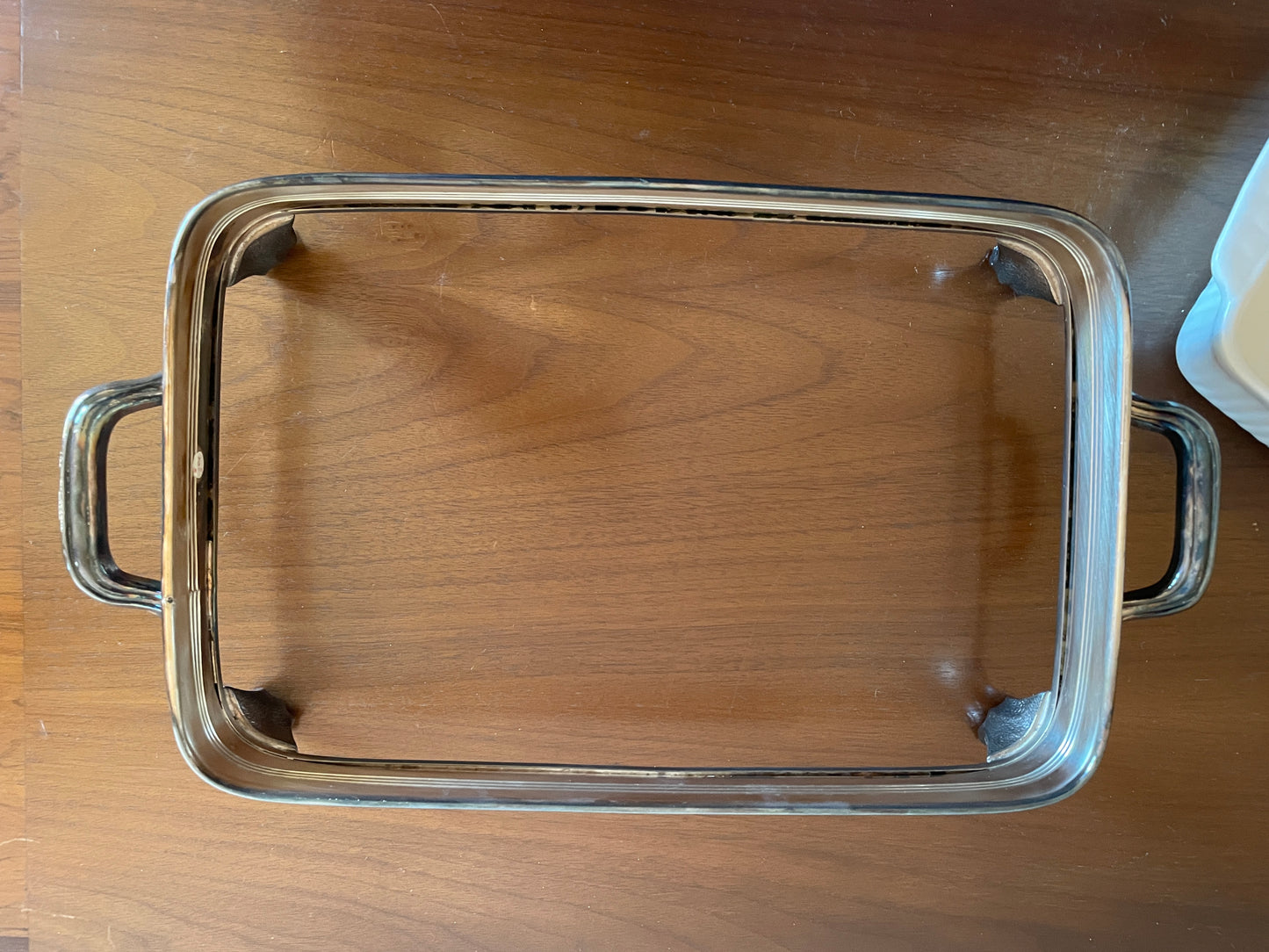 Calif USA Ovenproof Dish with Silver Plated Serving Stand