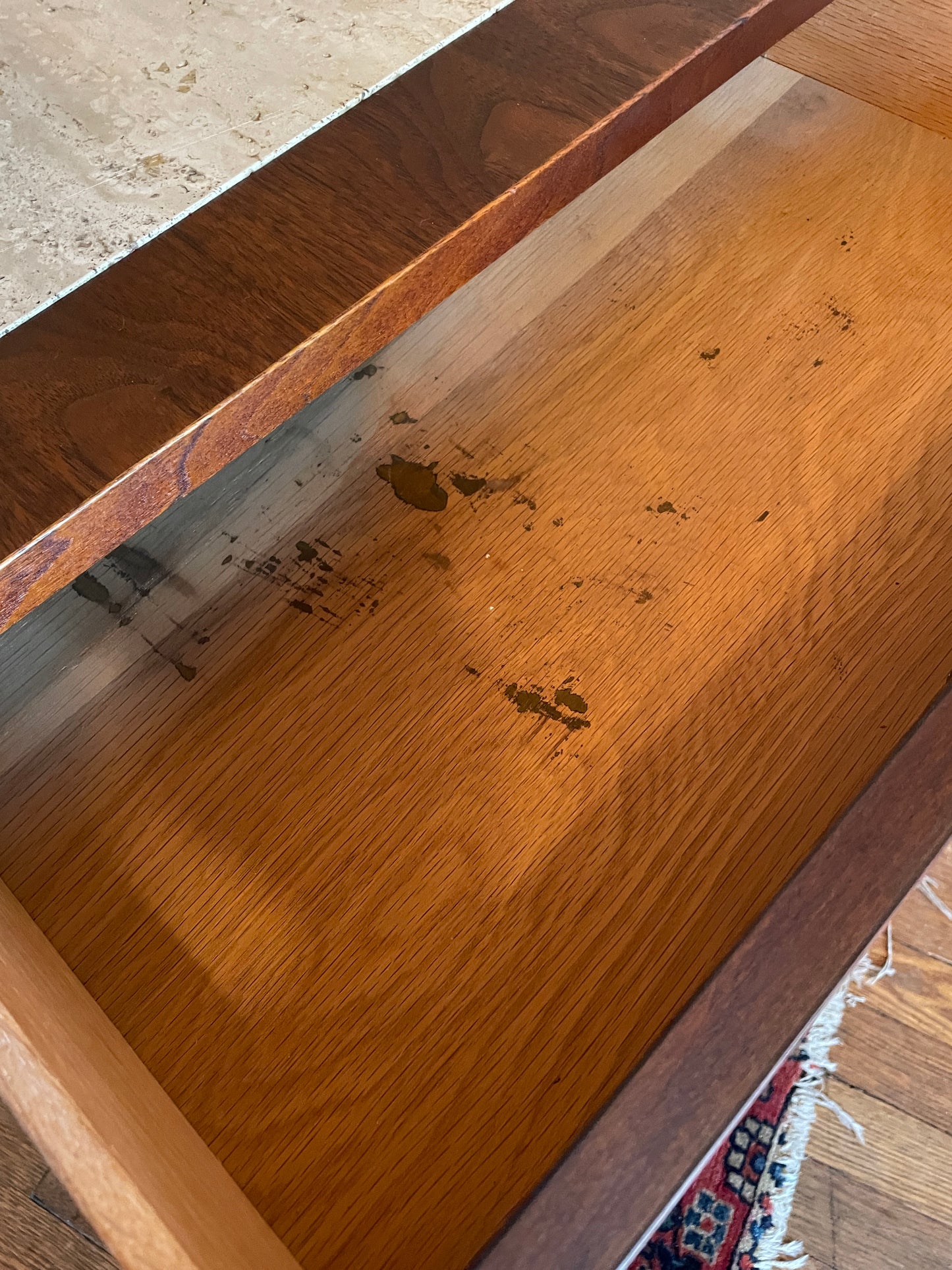 Walnut Side Table with Travertine Inlay