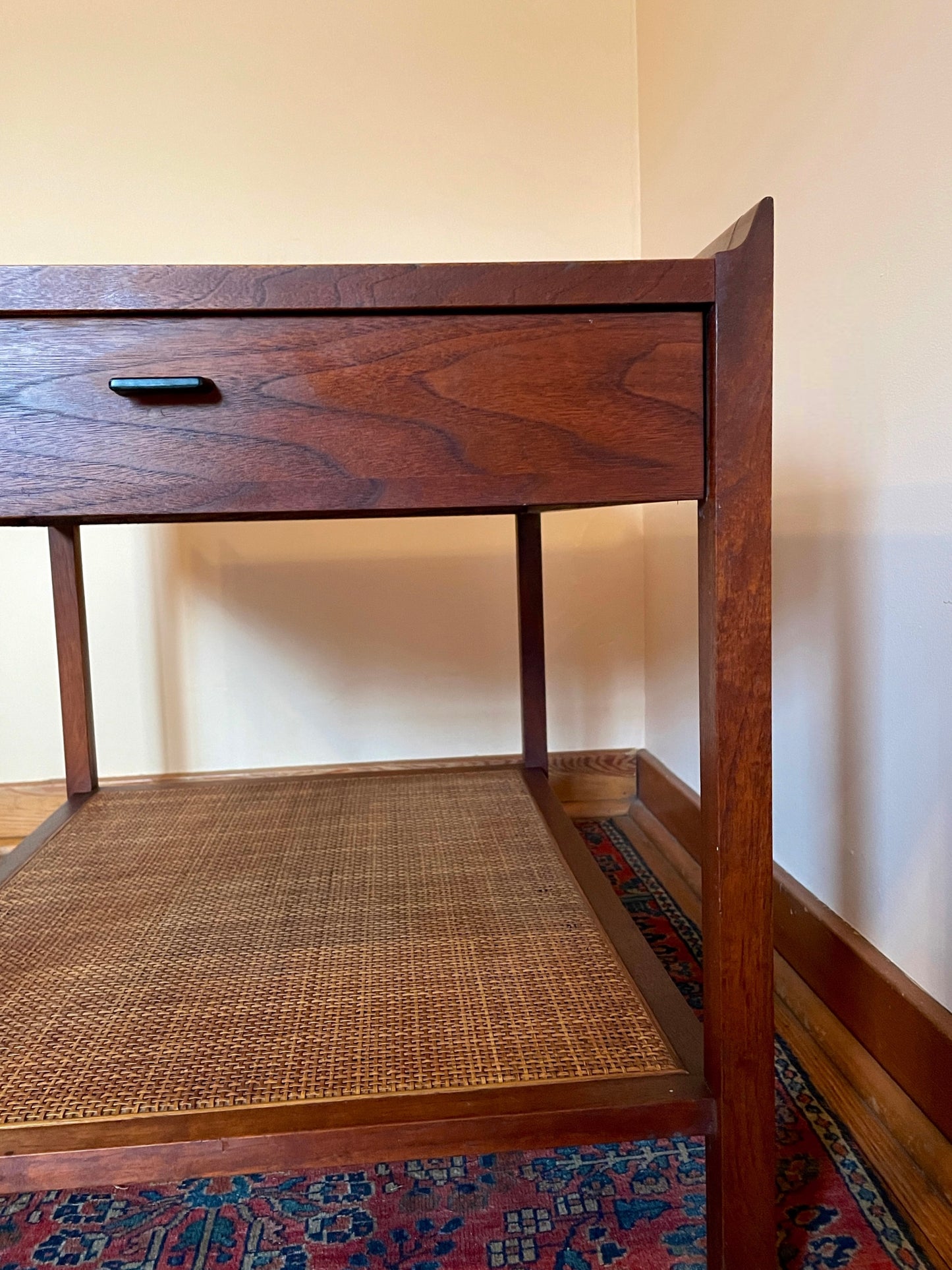 Walnut Side Table with Travertine Inlay