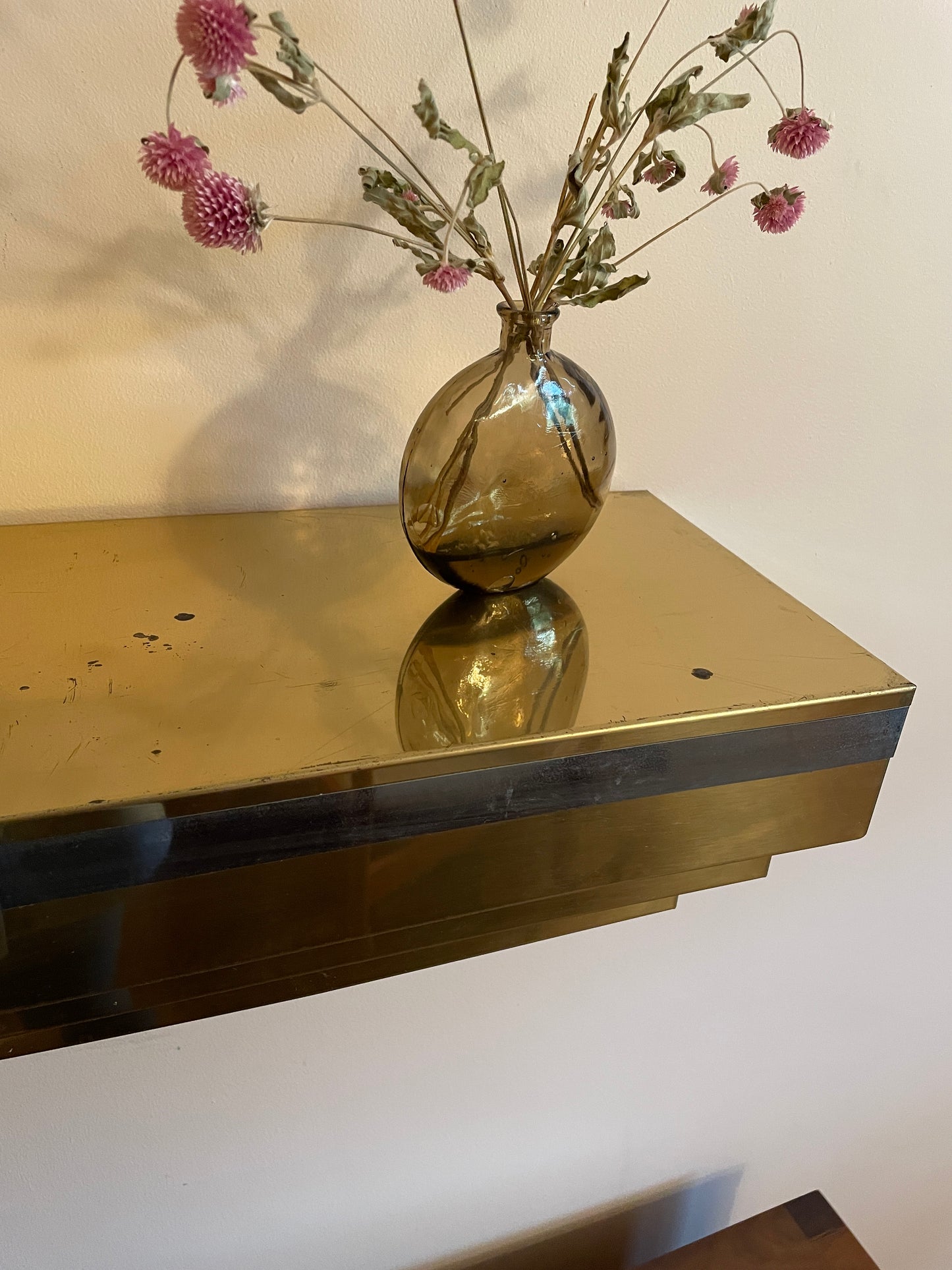 Chrome & Brass Tiered Deco Shelf