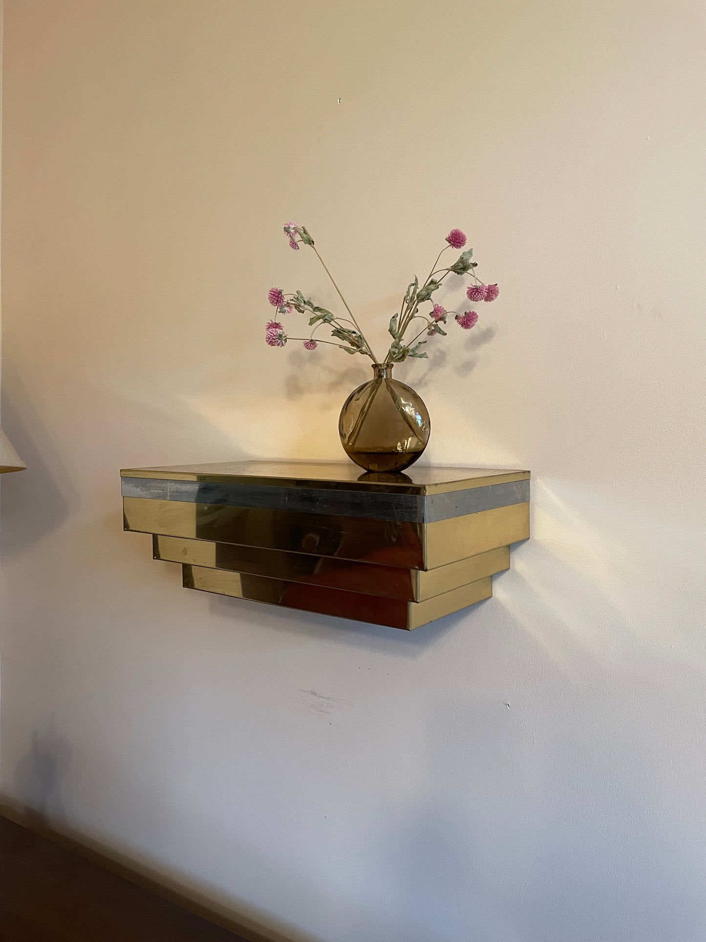 Chrome & Brass Tiered Deco Shelf