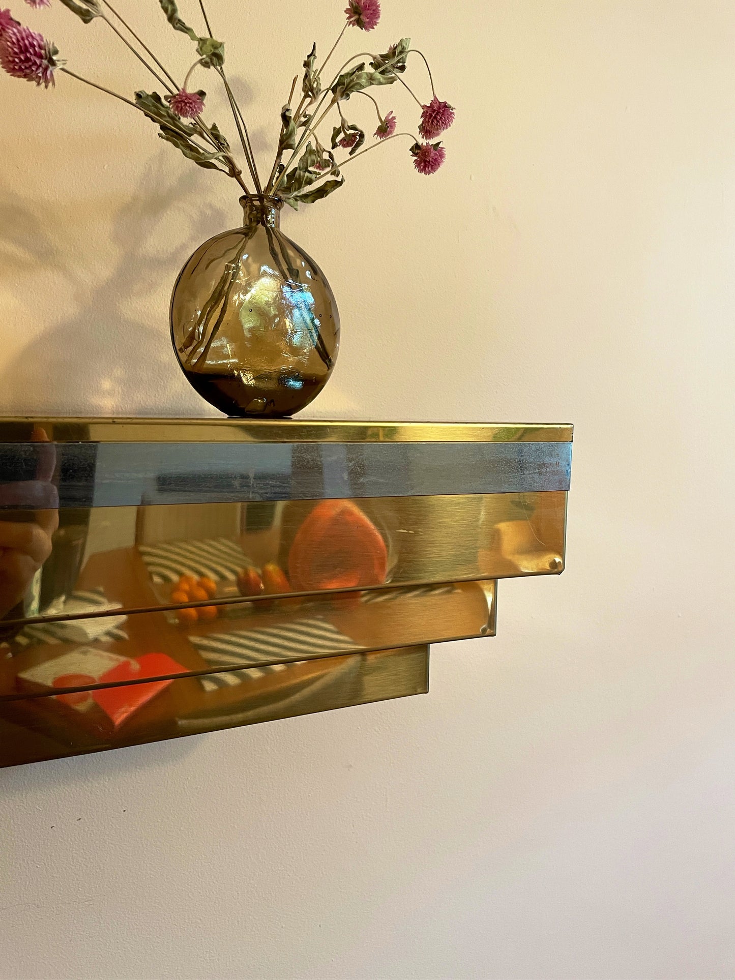 Chrome & Brass Tiered Deco Shelf