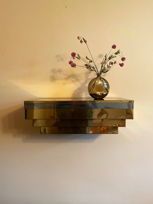 Chrome & Brass Tiered Deco Shelf