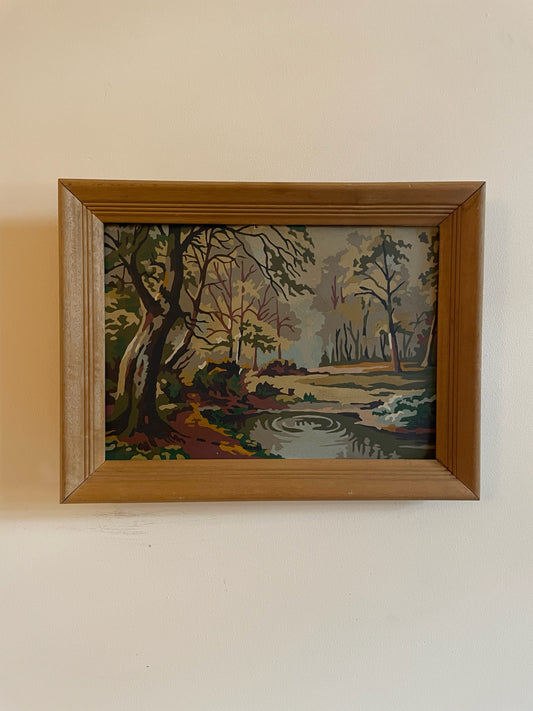 Framed Paint-by-Numbers Woodland Scene