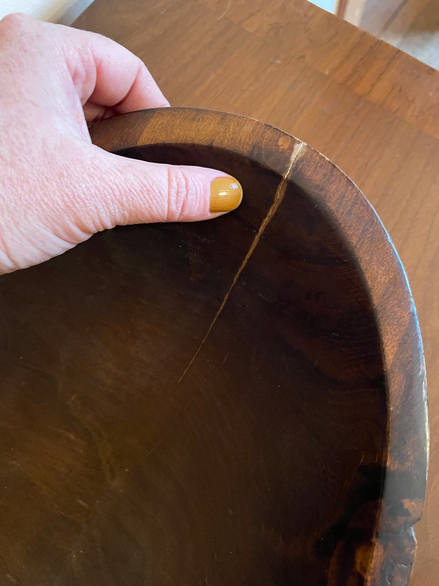 Solid Wood Oval Bowl