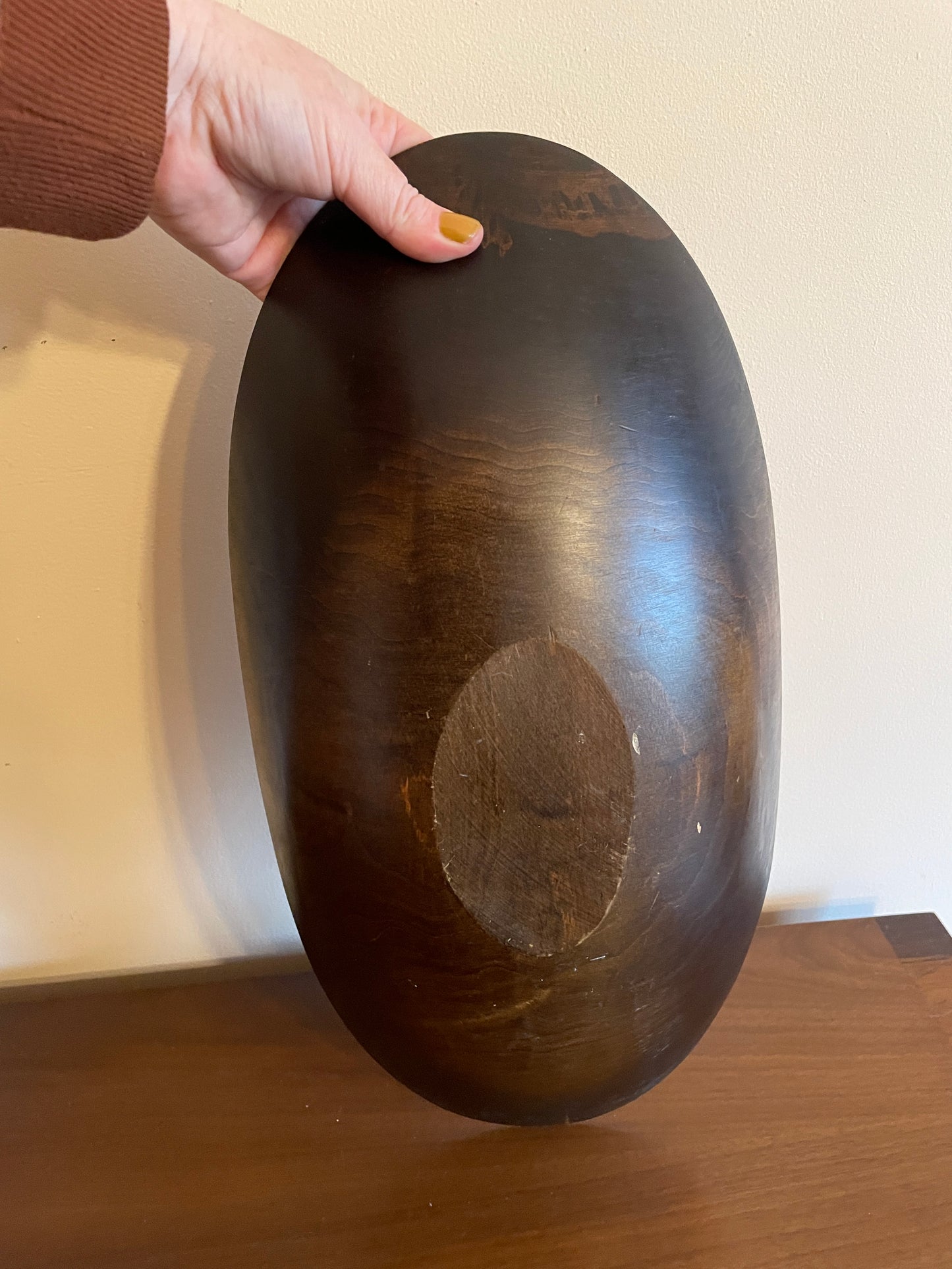 Solid Wood Oval Bowl