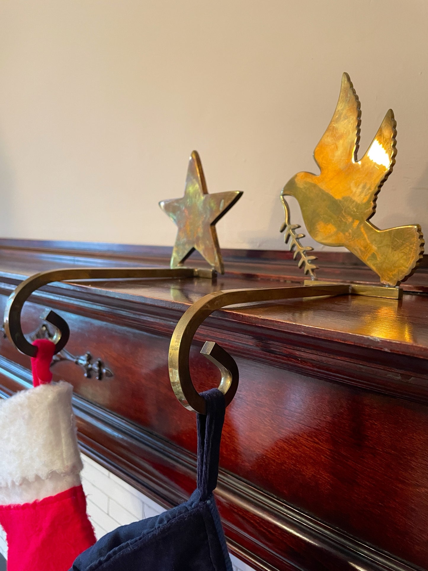 Solid Brass Dove Stocking Holder