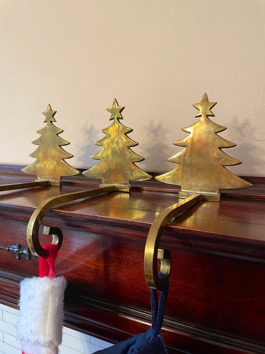 Solid Brass Christmas Tree Stocking Holders