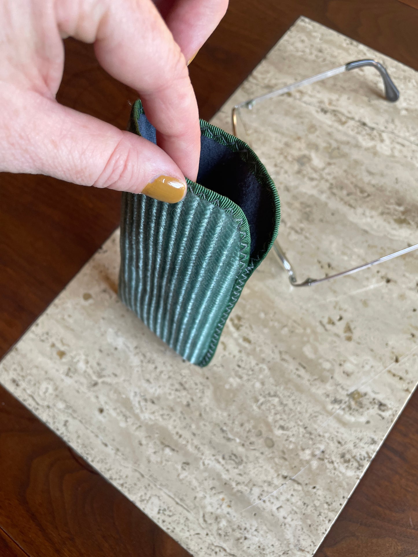 80's Eyeglasses & Green Corduroy Sleeve