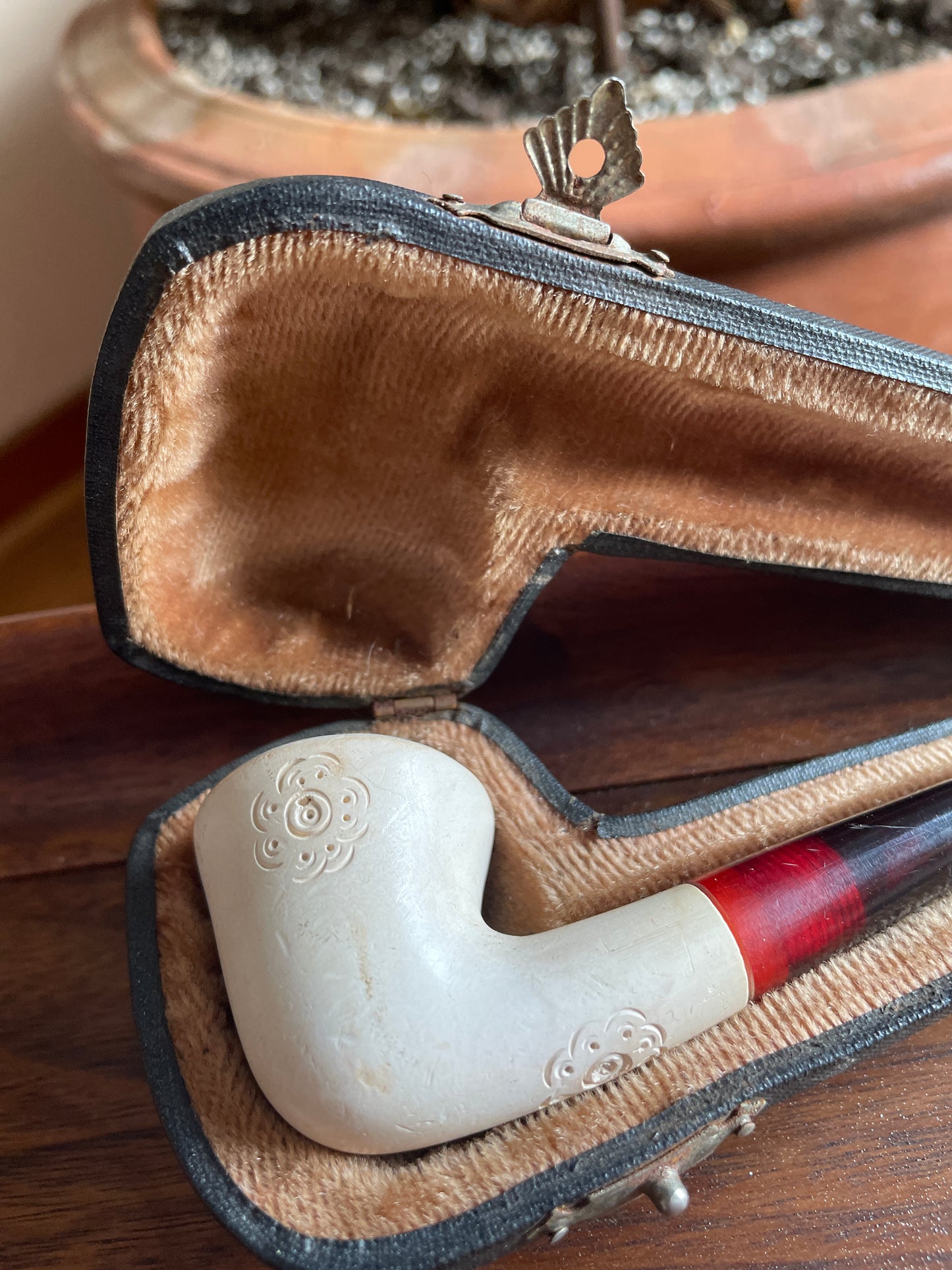 Meerschaum Smoking Pipe, Case, and Tool