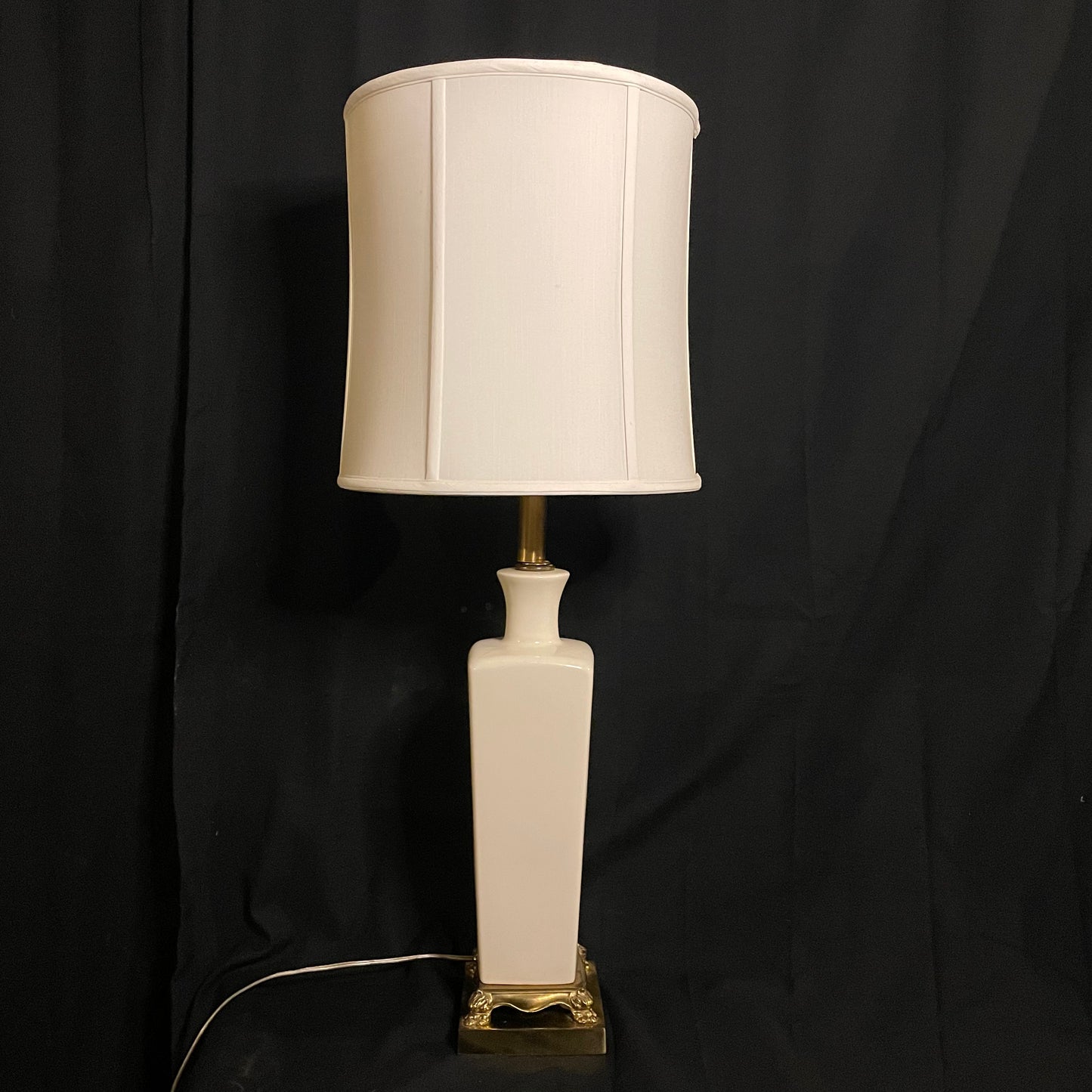 White Porcelain Lamp with Brass Detail